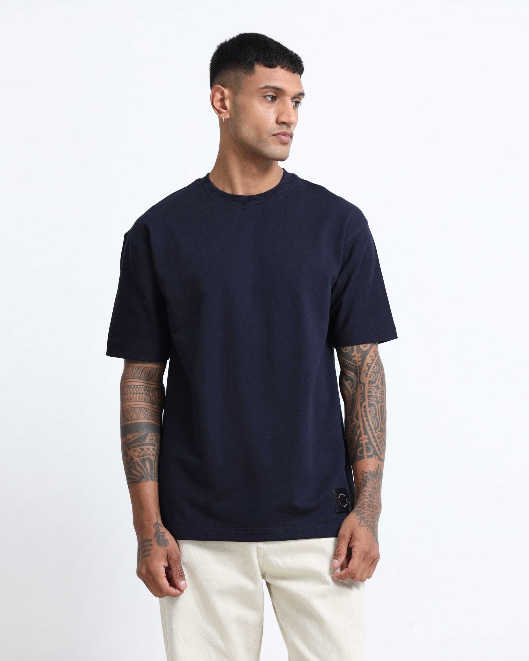 THE GROOVE Navy Blue Basic Tee - Relaxed Fit