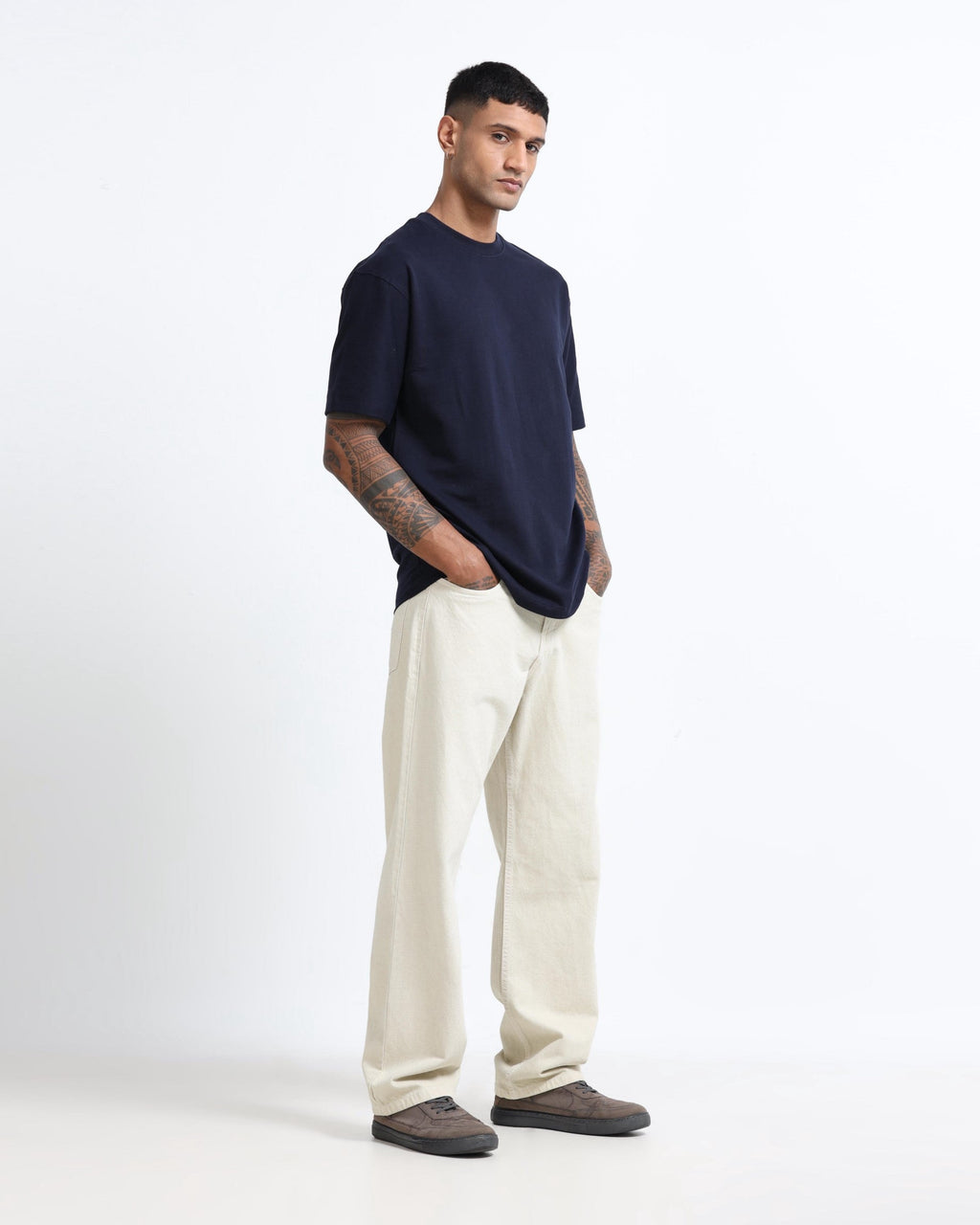 THE GROOVE Navy Blue Basic Tee - Relaxed Fit