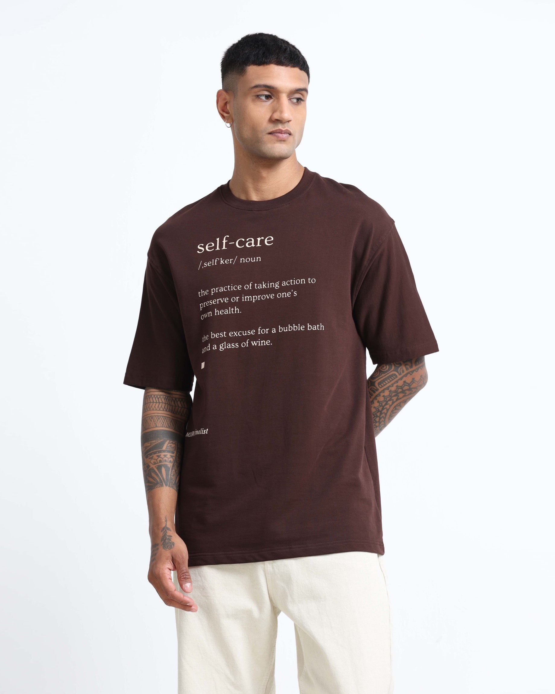 SELF CARE BROWN TEE - Relaxed Fit