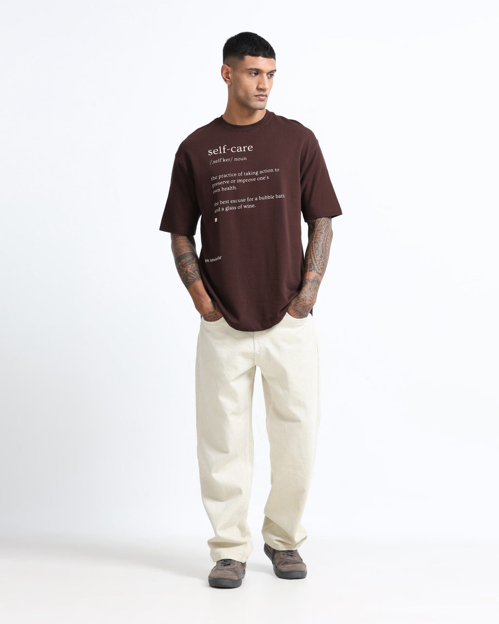 SELF CARE BROWN TEE - Relaxed Fit