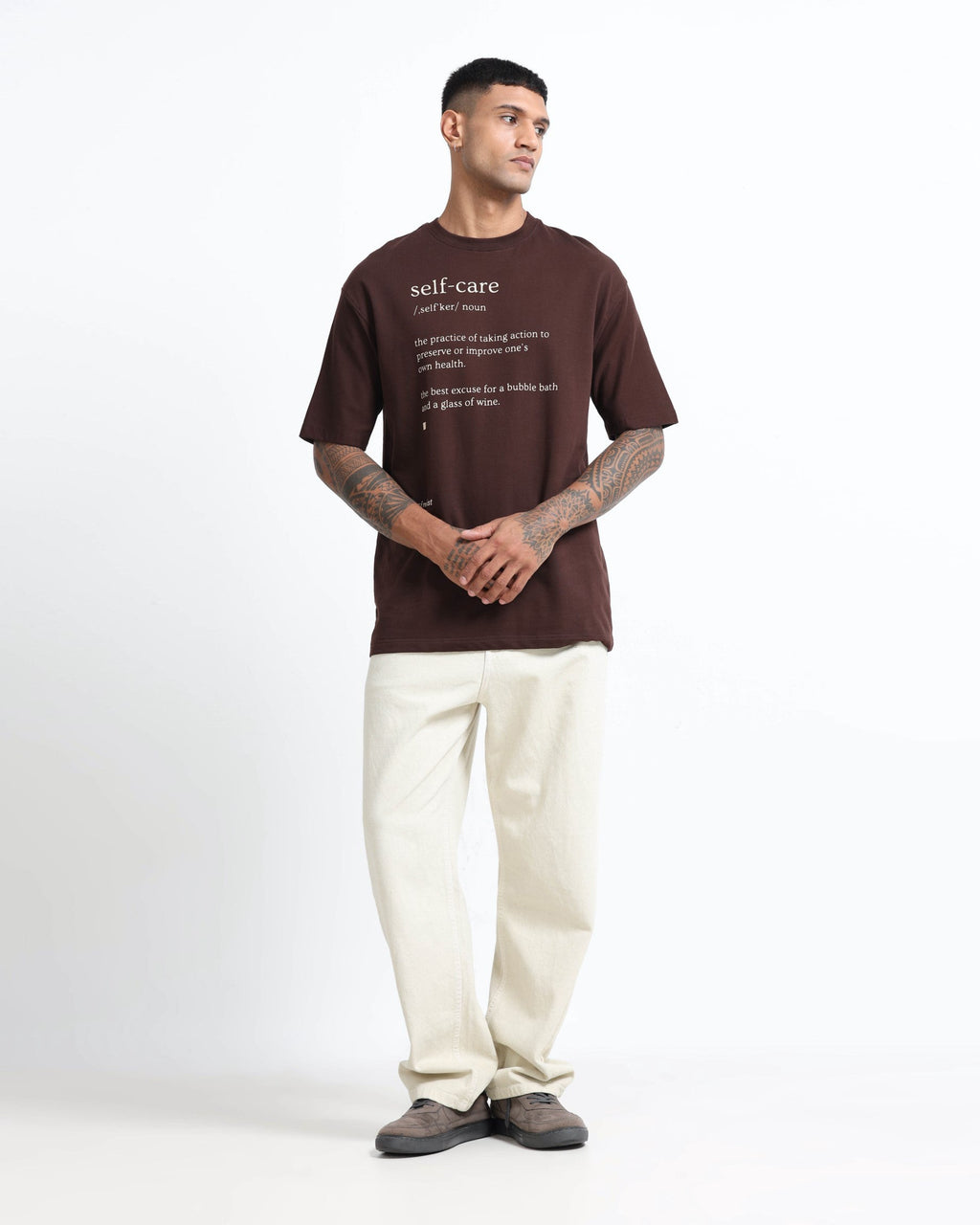 SELF CARE BROWN TEE - Relaxed Fit