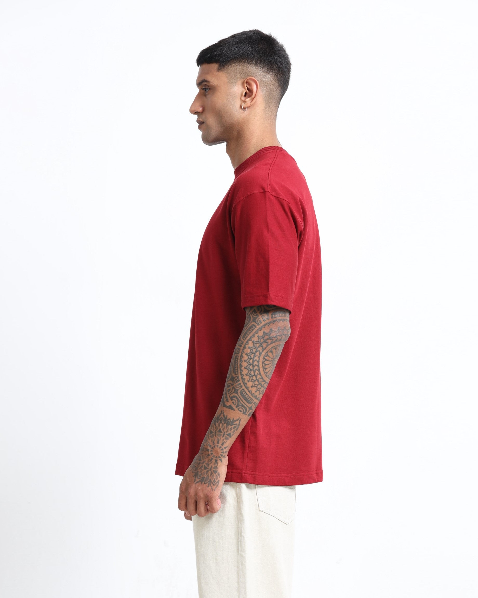 THE GROOVE Maroon Basic Tee - Relaxed Fit