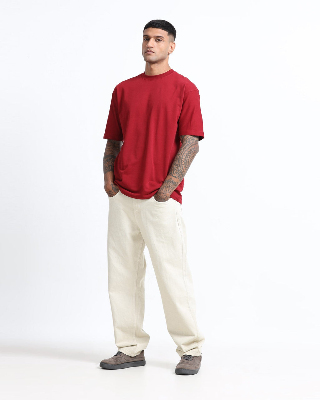 THE GROOVE Maroon Basic Tee - Relaxed Fit