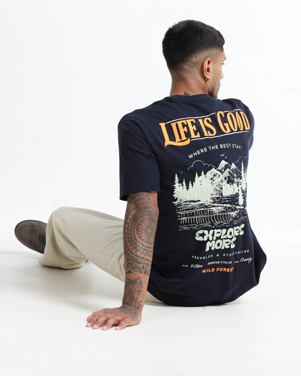 LIFE IS GOOD NAVY BLUE TEE - Relaxed Fit