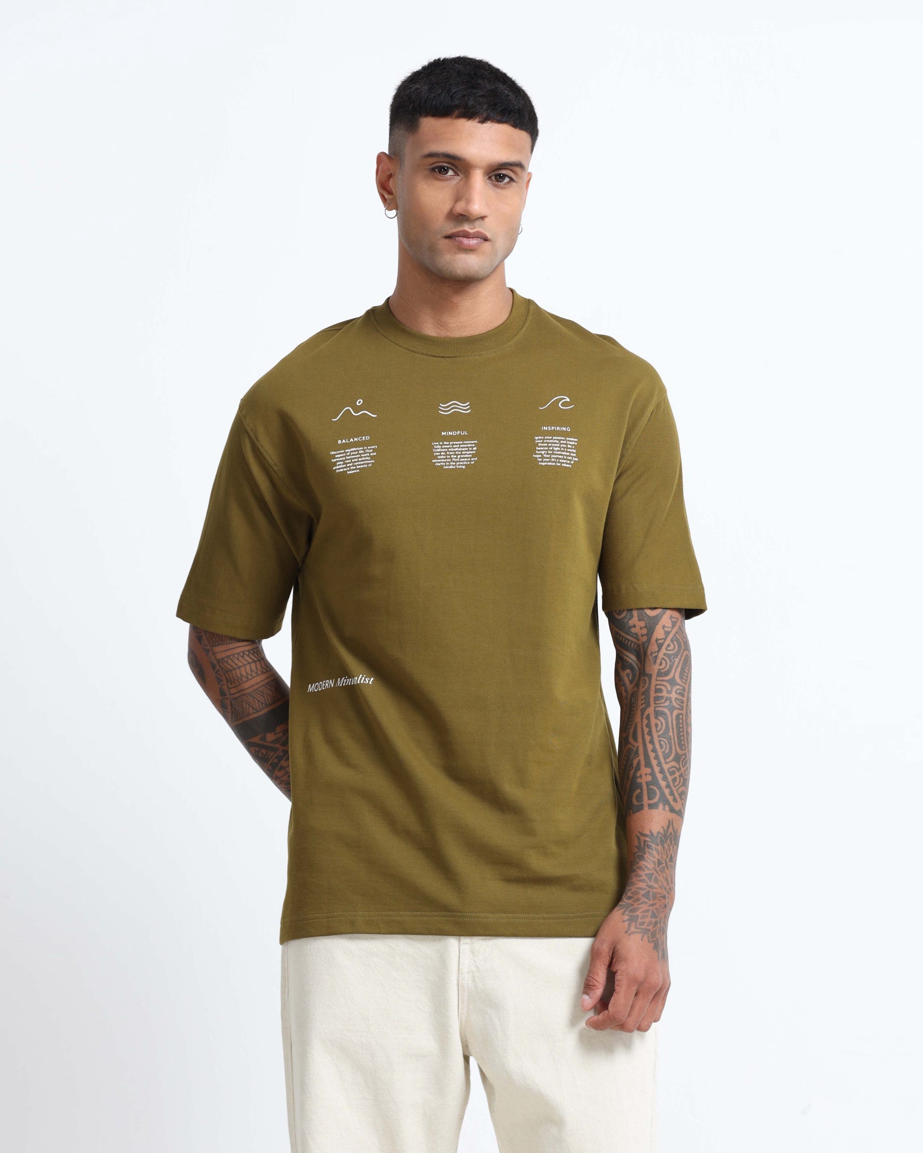 BALANCE OF THOUGHT MOSS GREEN TEE - Relaxed Fit