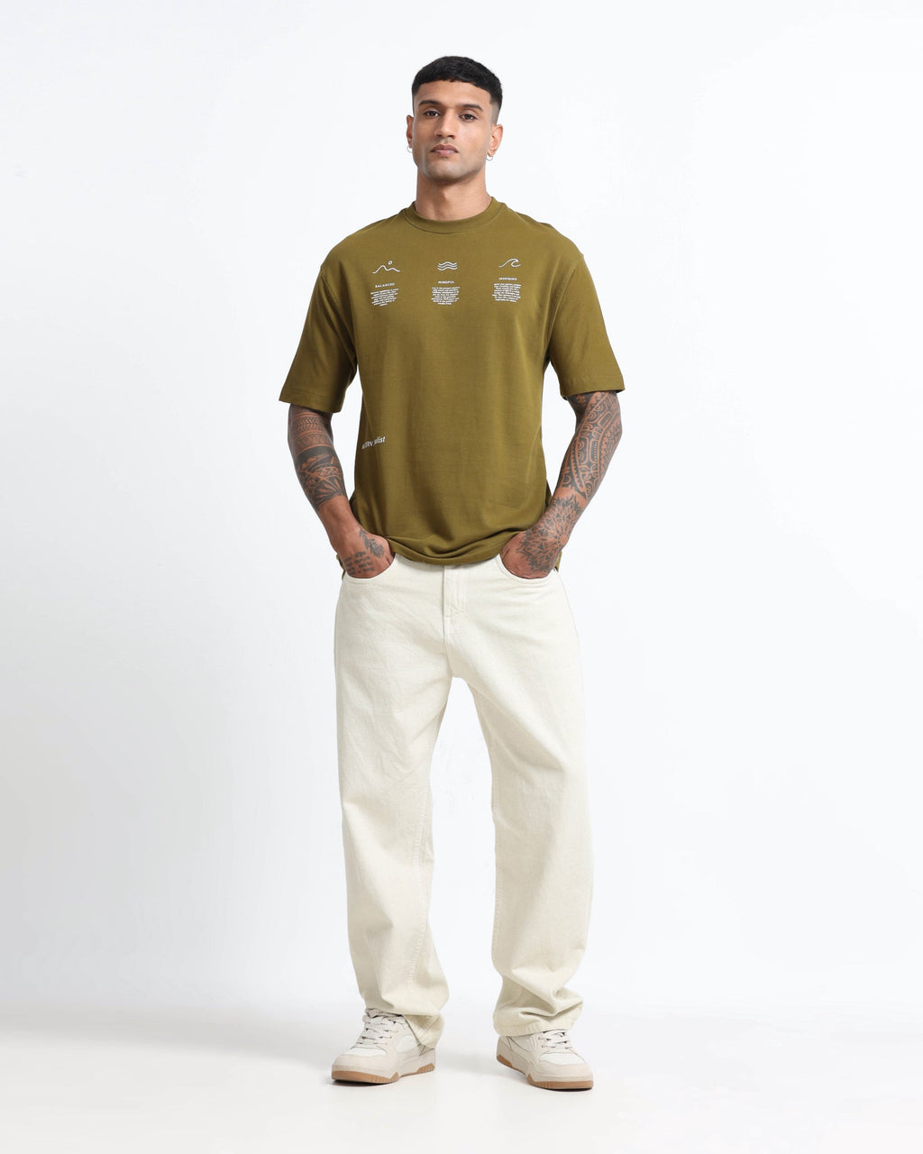 BALANCE OF THOUGHT MOSS GREEN TEE - Relaxed Fit