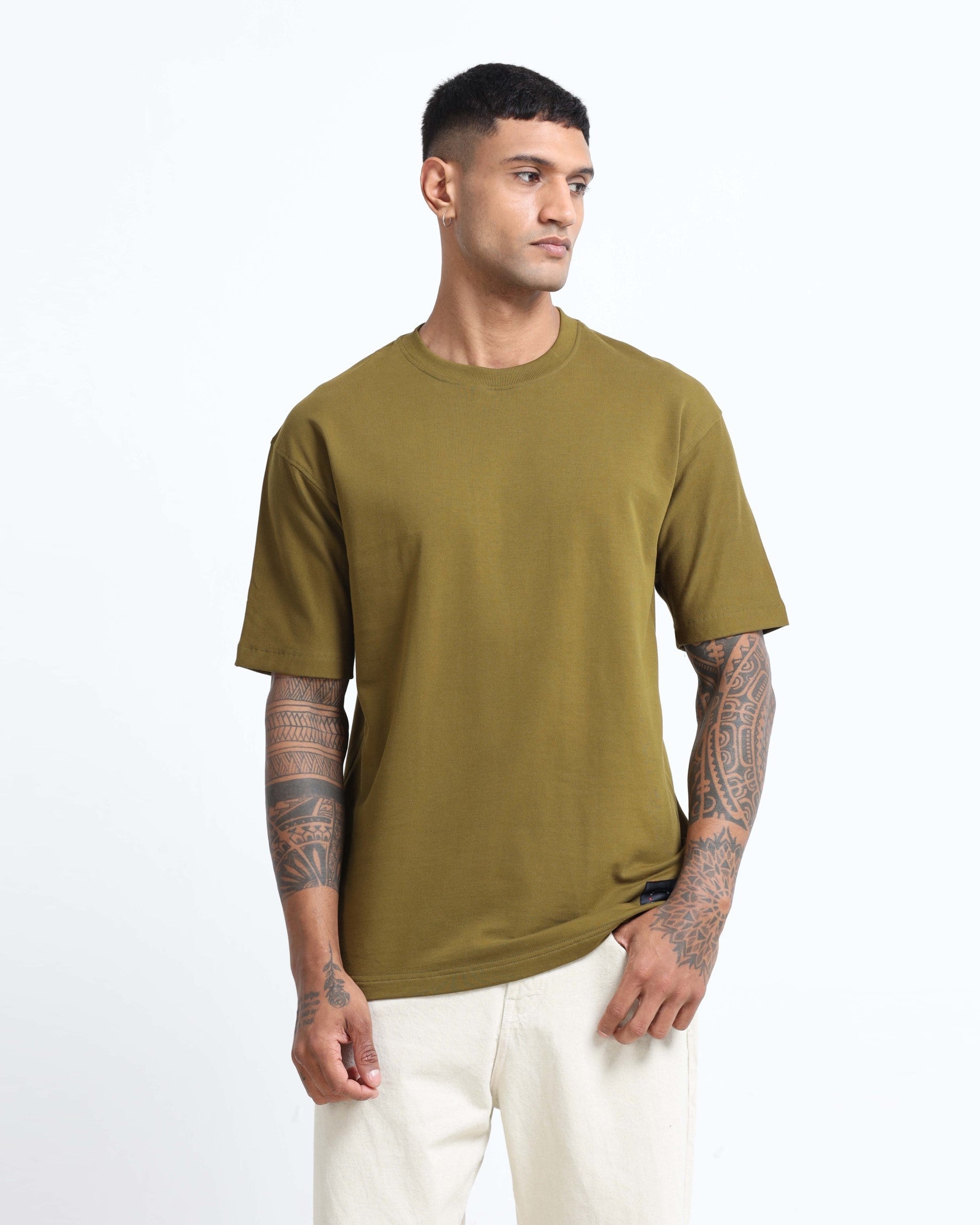 THE GROOVE Green Basic Tee - Relaxed Fit