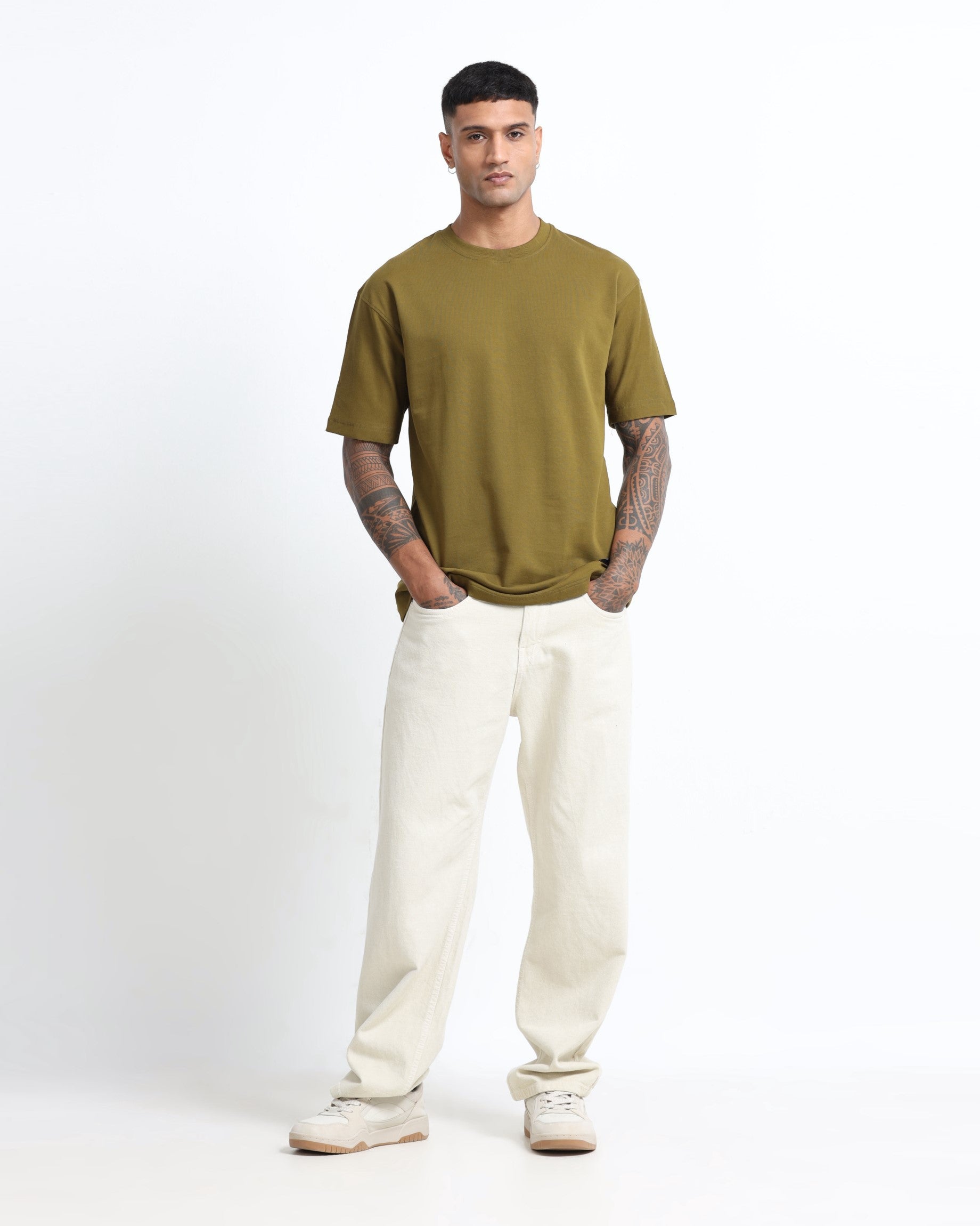 THE GROOVE Green Basic Tee - Relaxed Fit