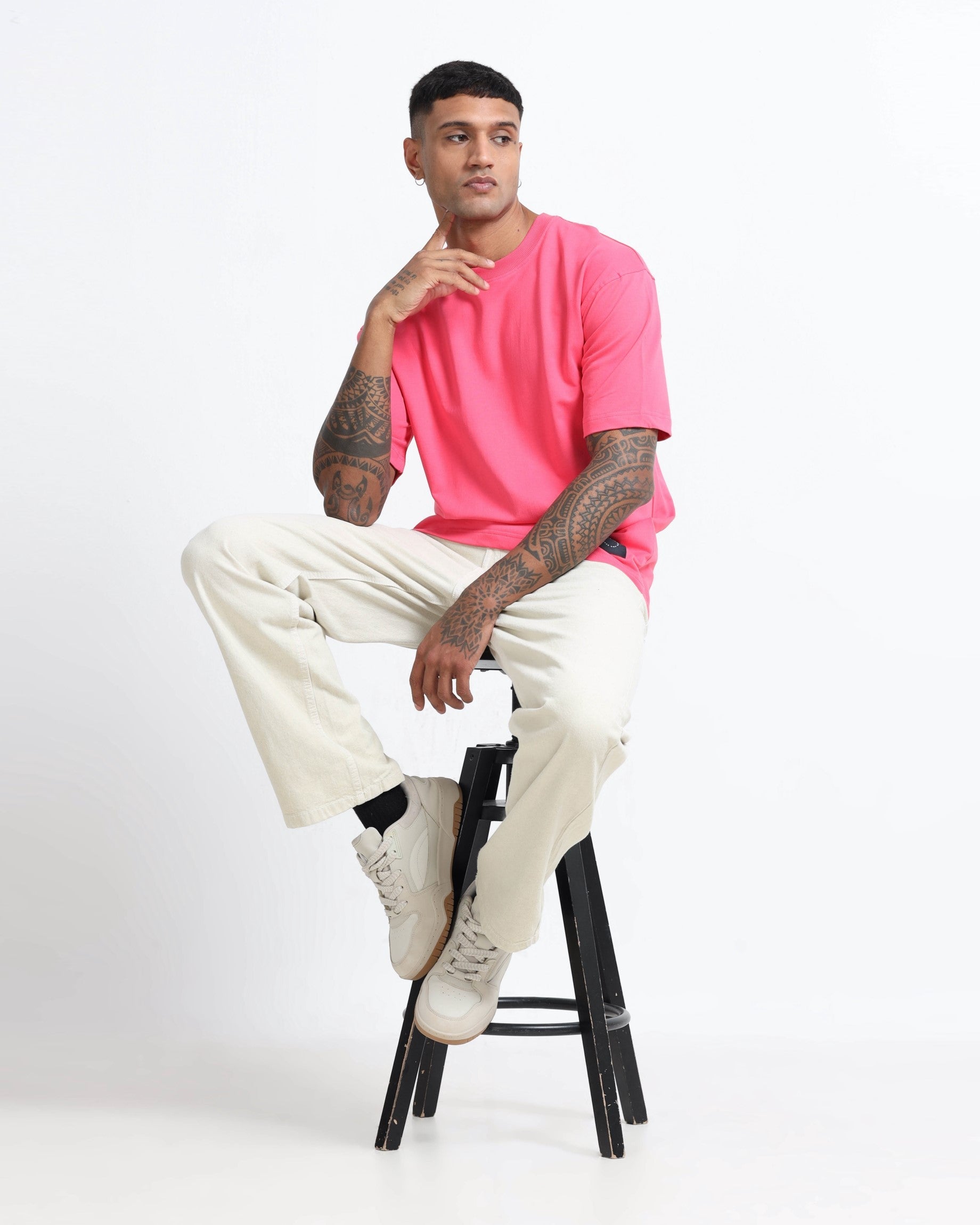 THE GROOVE Pink Basic Tee - Relaxed Fit