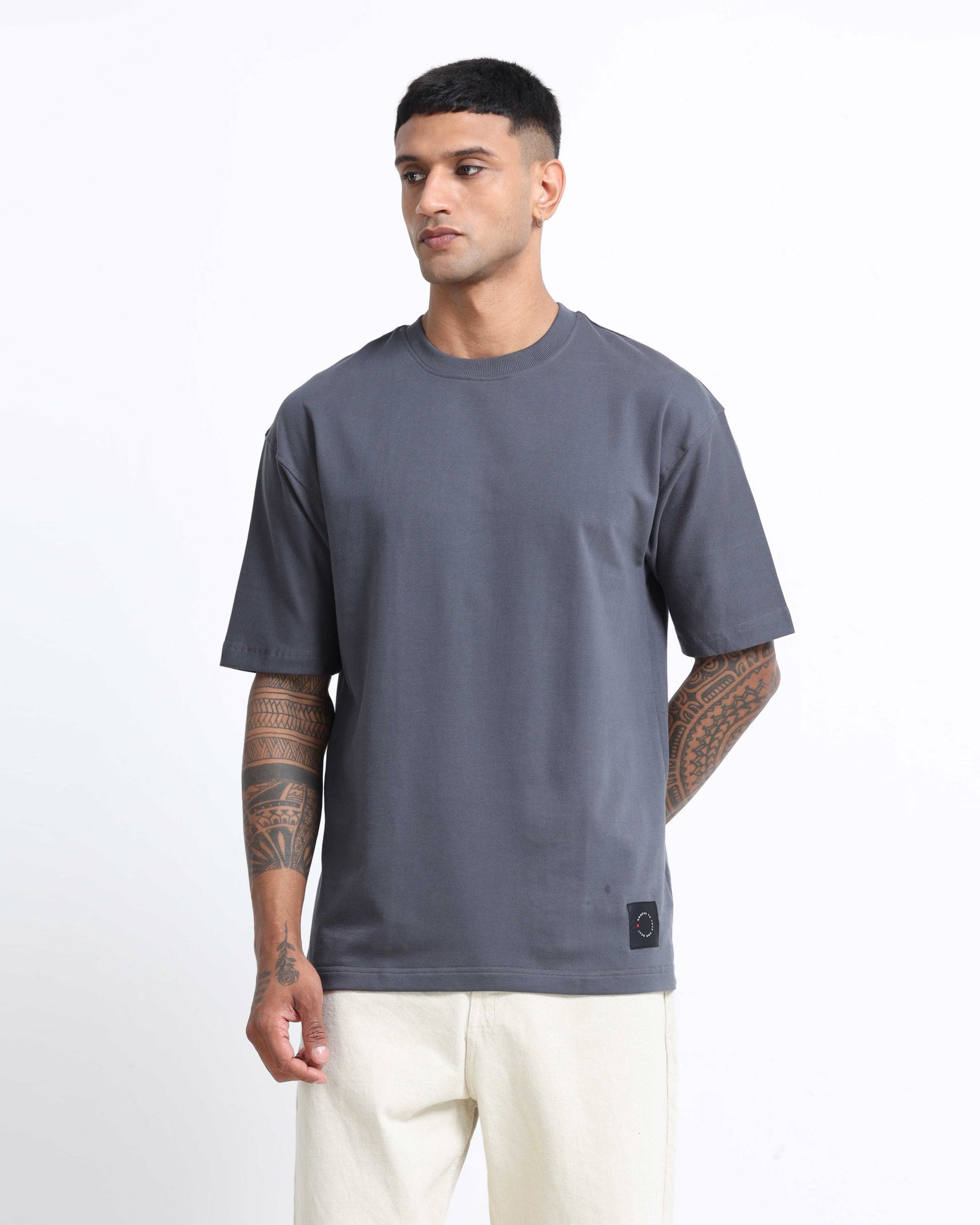 THE GROOVE Grey Basic Tee - Relaxed Fit