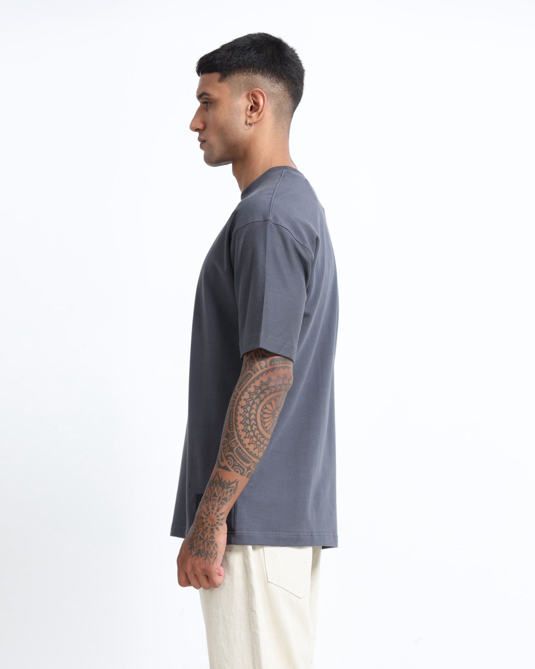 THE GROOVE Grey Basic Tee - Relaxed Fit