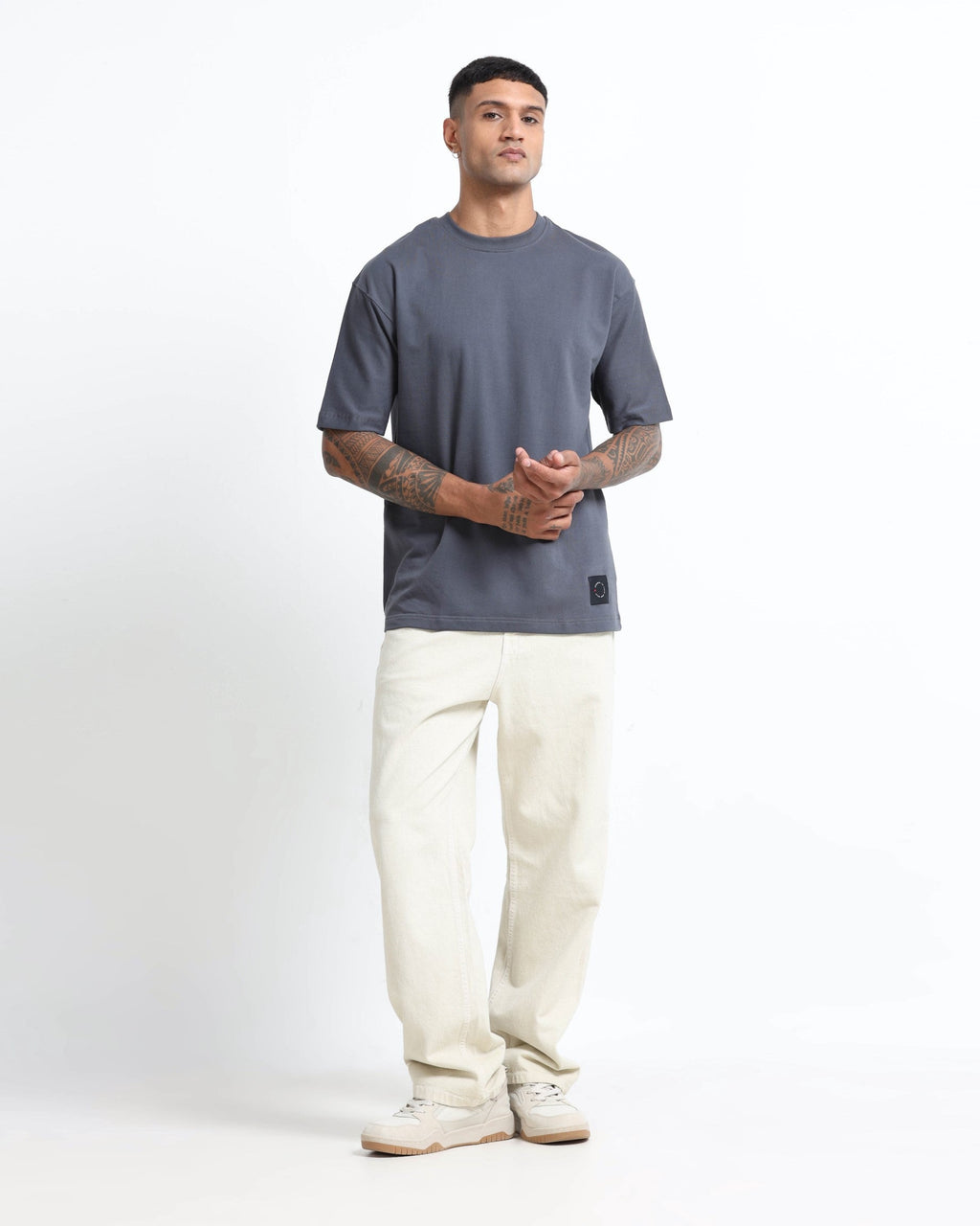 THE GROOVE Grey Basic Tee - Relaxed Fit