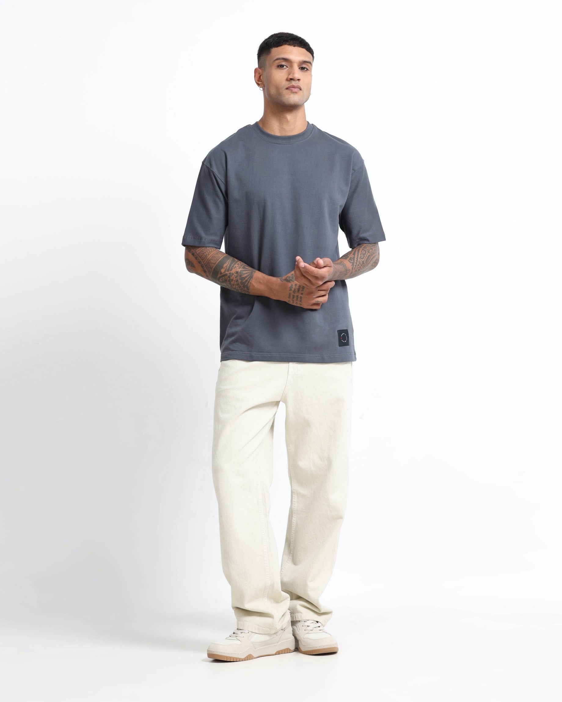 THE GROOVE Grey Basic Tee - Relaxed Fit