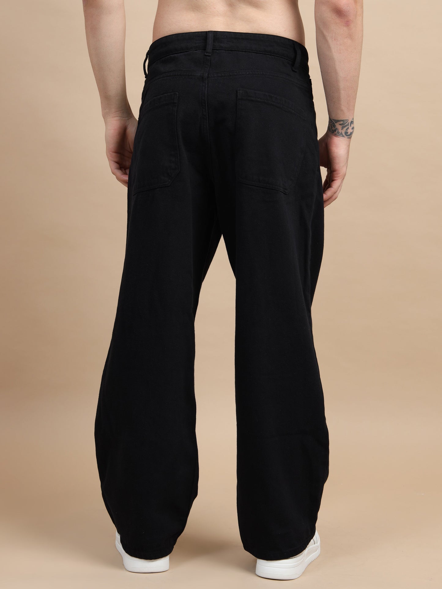 Ink Black Baggy Denim Pant