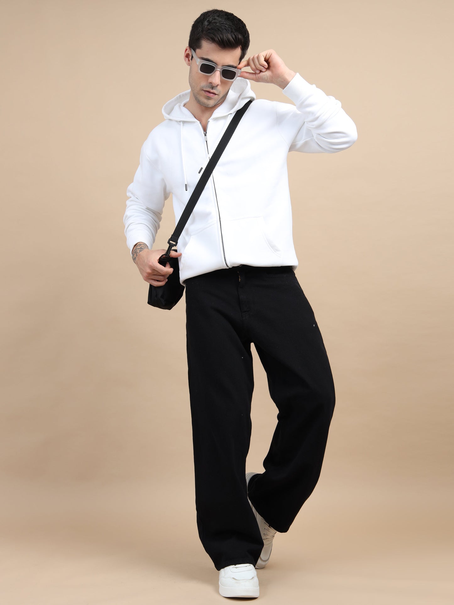 Ink Black Baggy Denim Pant