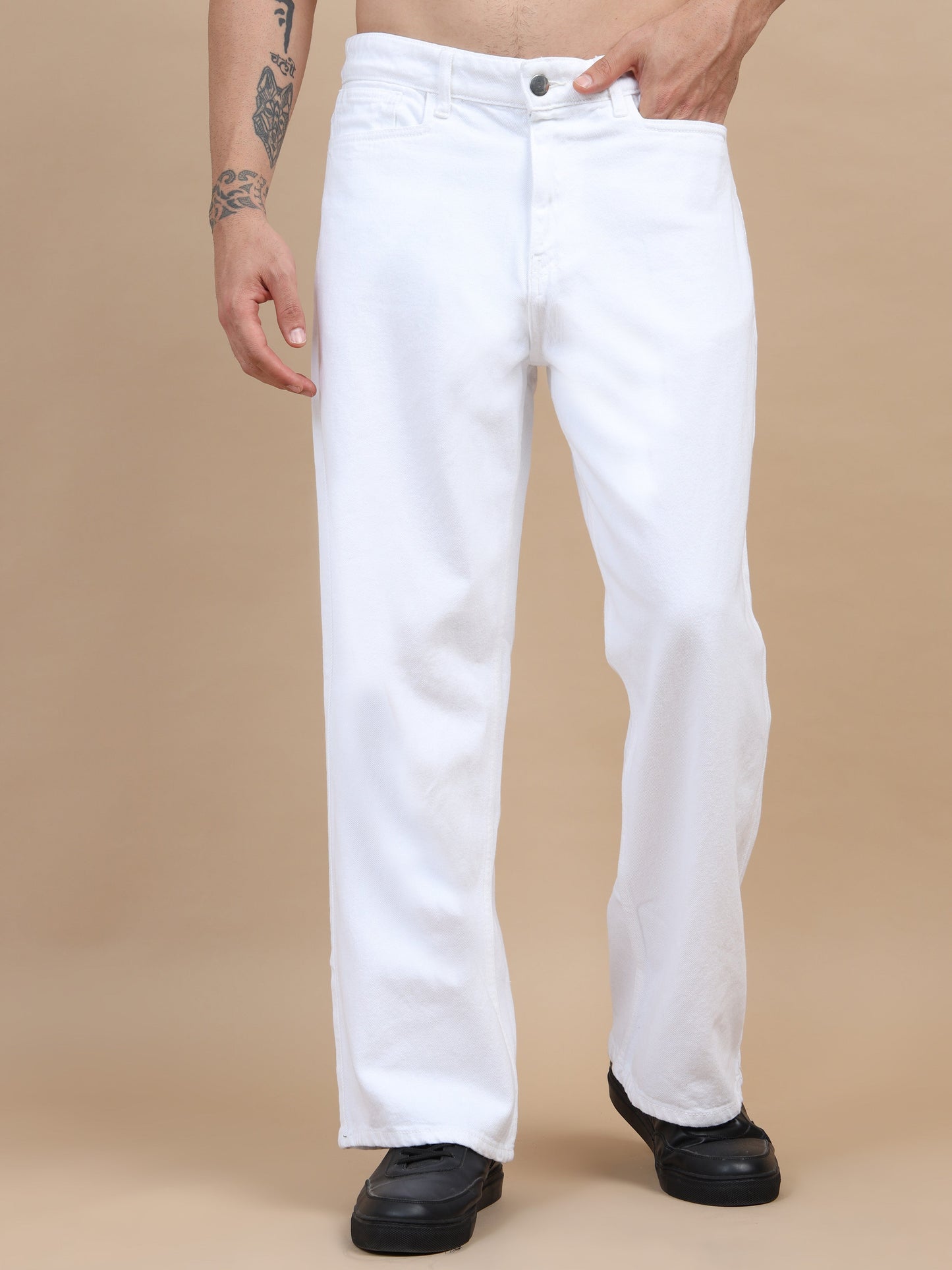 White Baggy Denim Pant