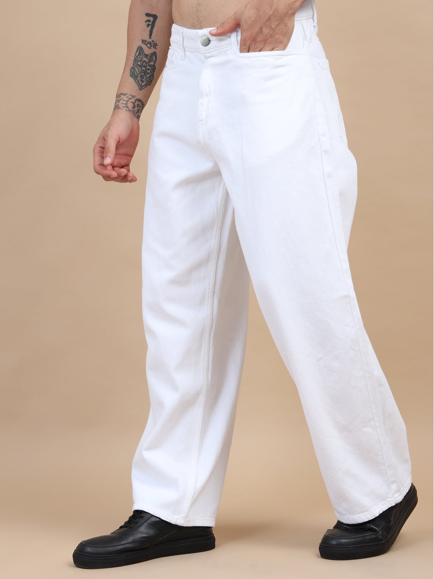 White Baggy Denim Pant