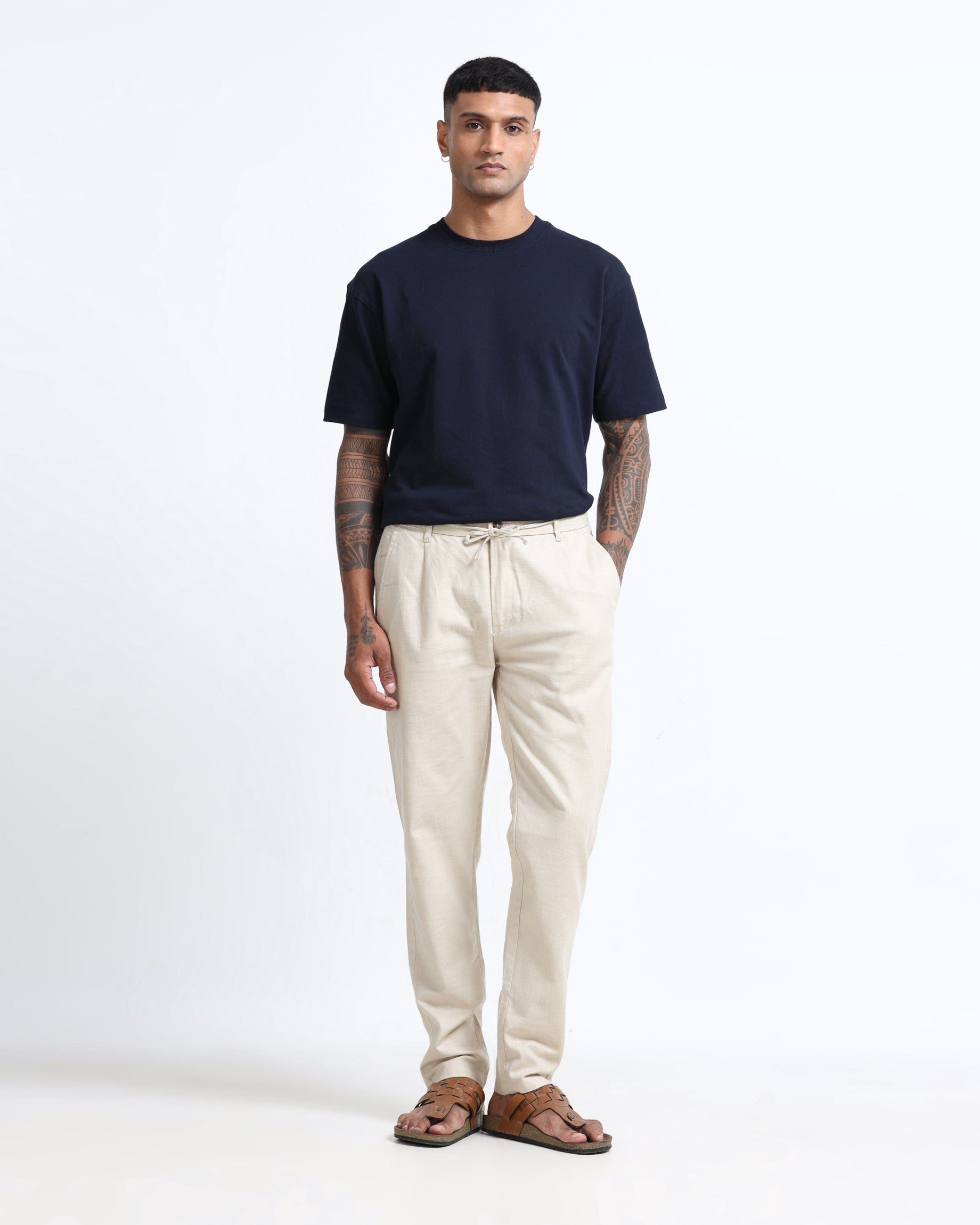 Breezy Linen Trousers - Beige