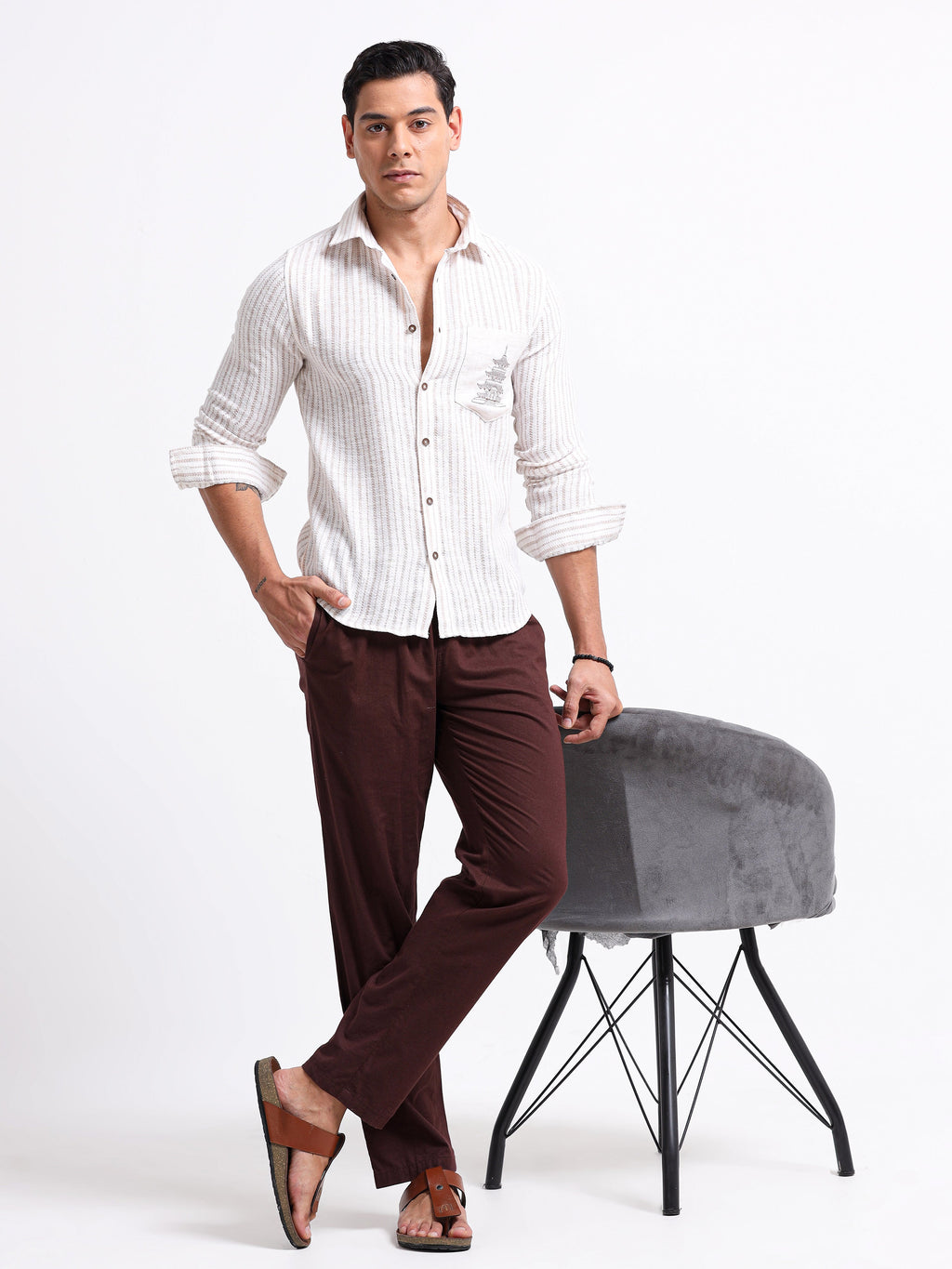 Crafted Embroidery Linen Blend Shirt