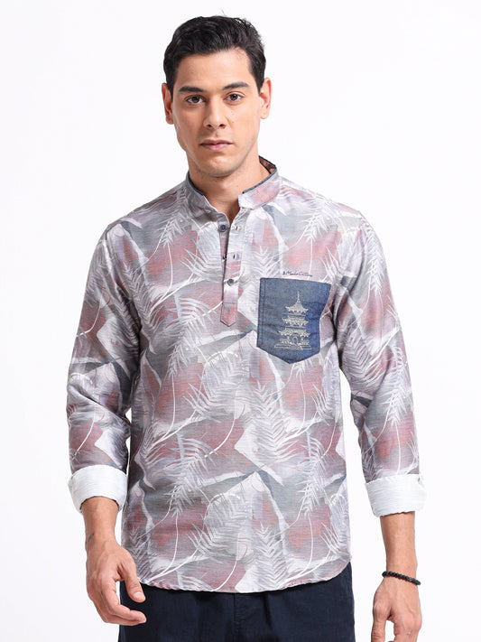 Artful Print Cotton Blend Shirt