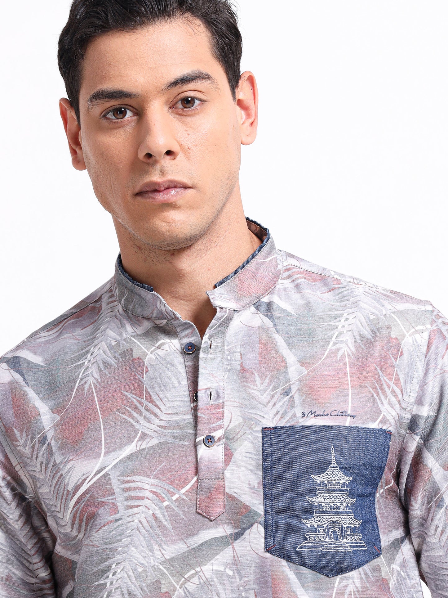Artful Print Cotton Blend Shirt