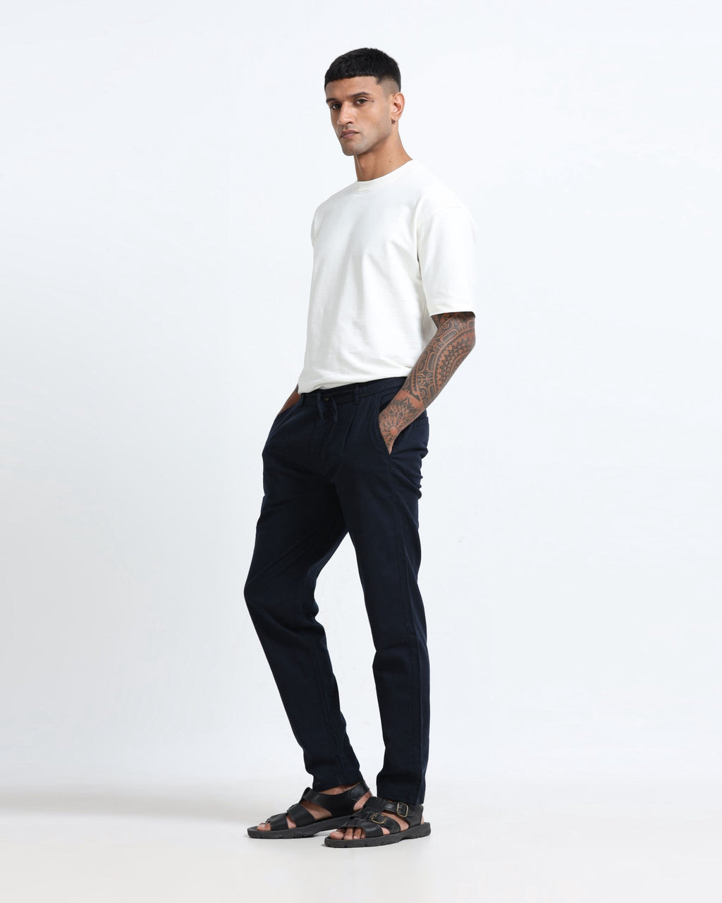 Breezy Linen Trousers - Navy blue