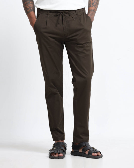 Airy Twill Trousers - Brown
