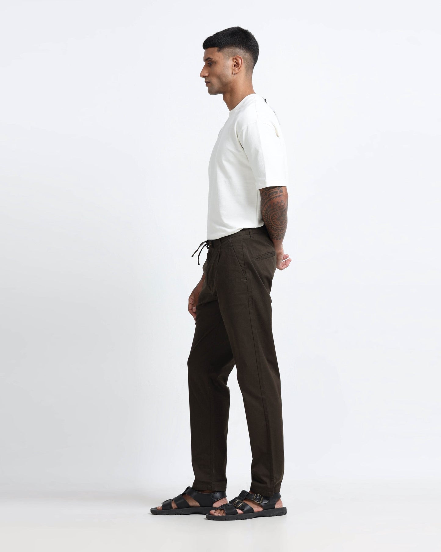 Airy Twill Trousers - Brown
