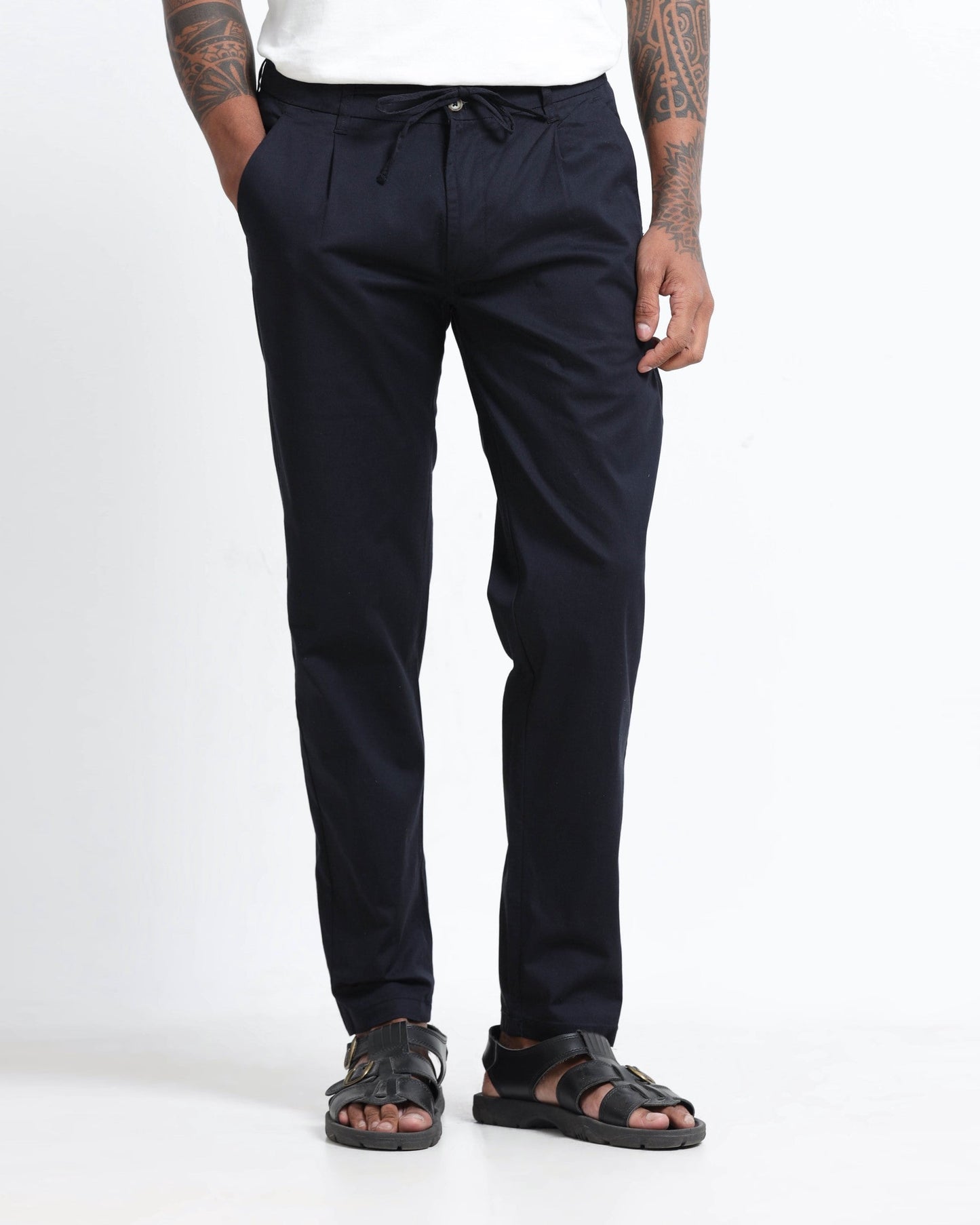 Airy Twill Trousers - Navy Blue