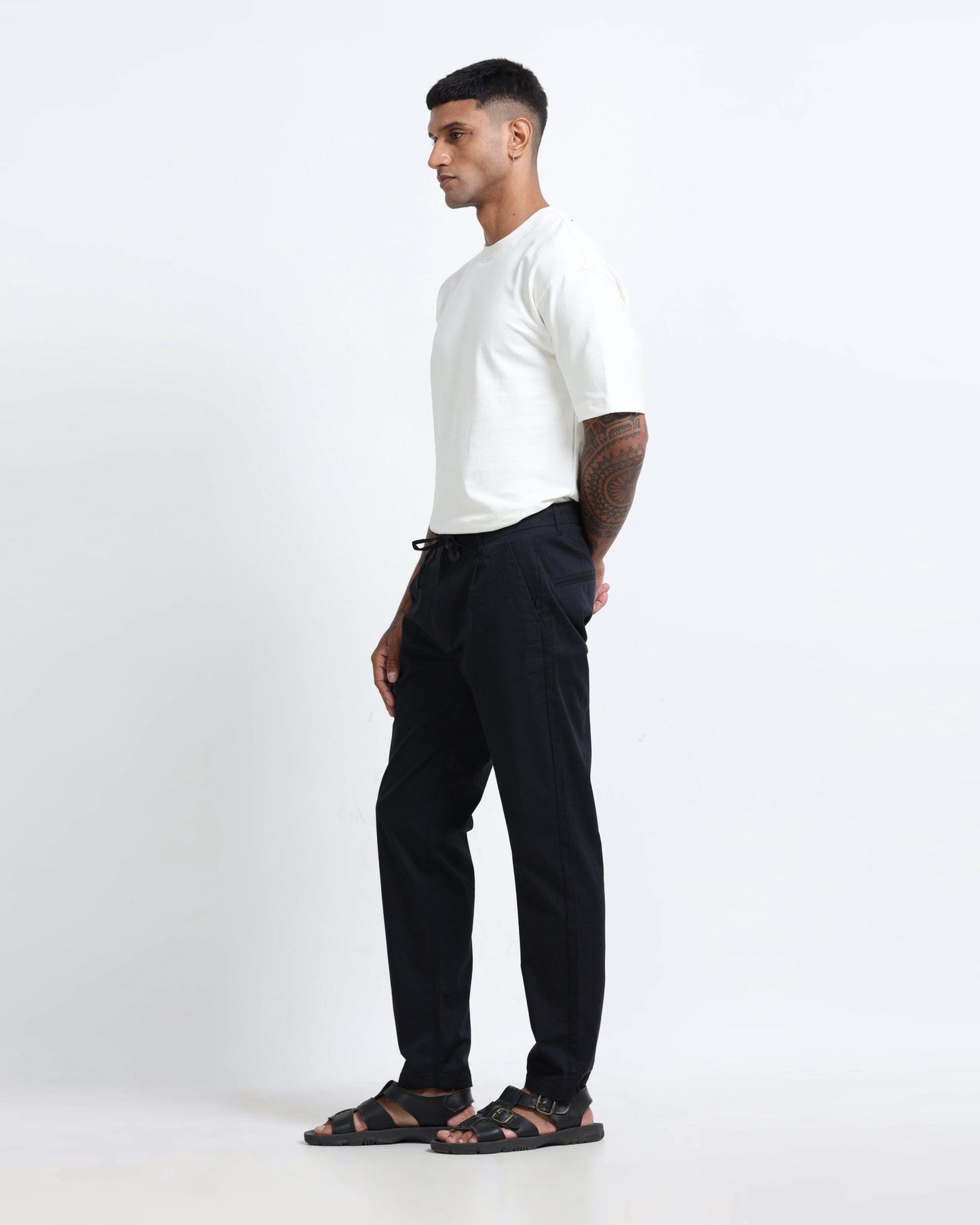 Airy Twill Trousers - Navy Blue