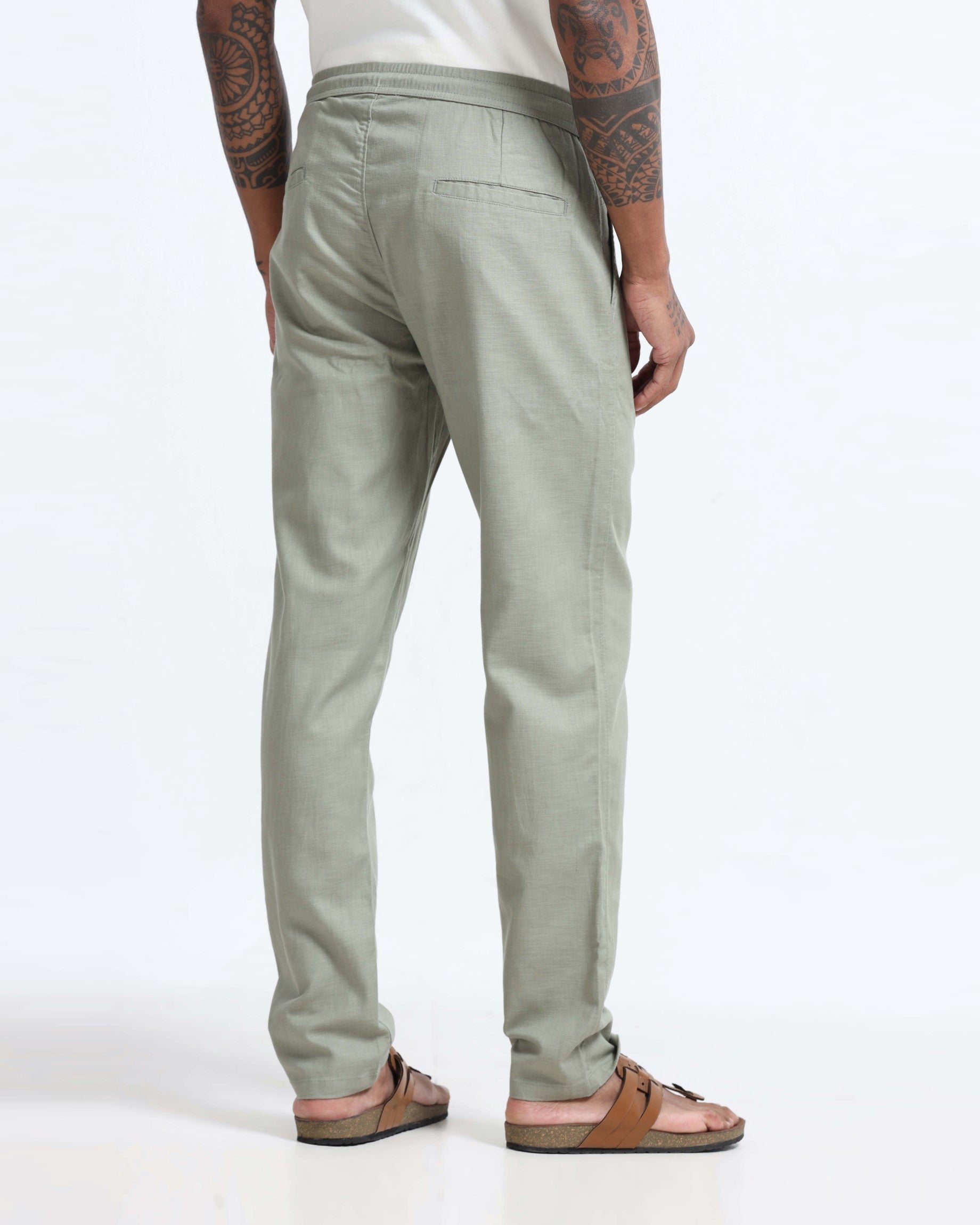 Breezy Linen Trousers - Sage Green
