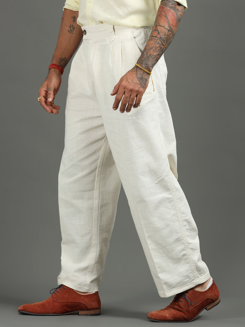 Huntington Relaxed Trouser in Cream