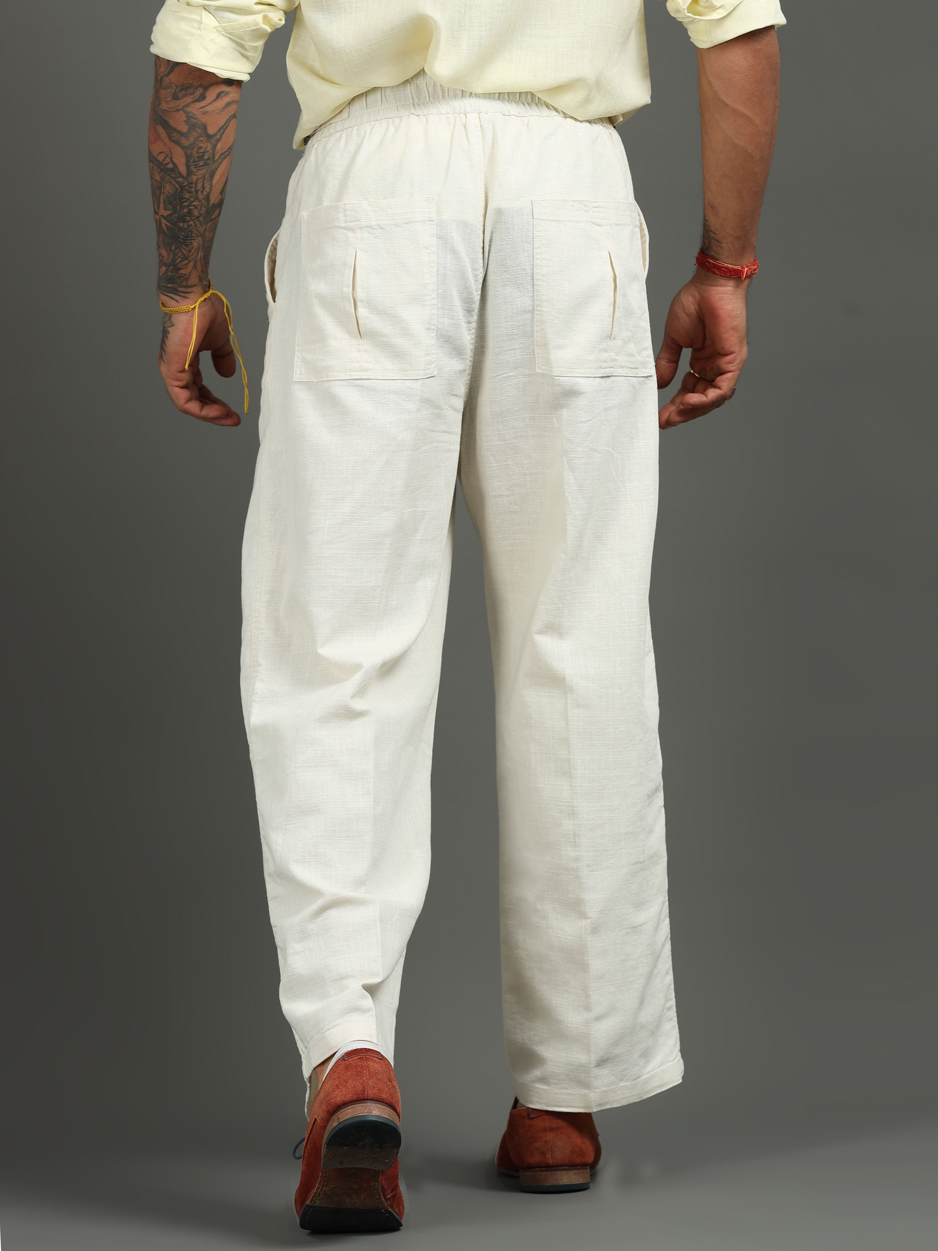 Huntington Relaxed Trouser in Cream