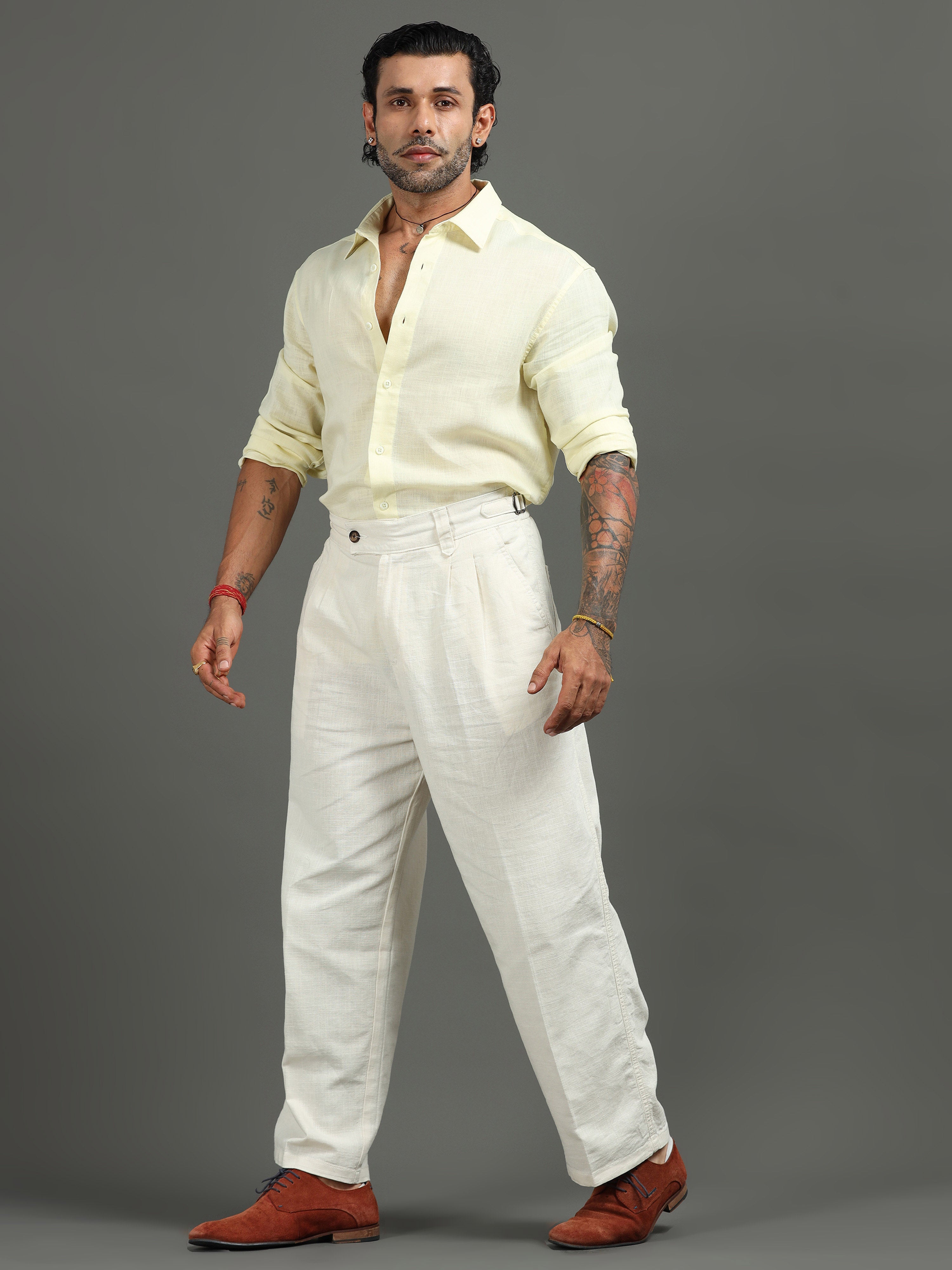 Huntington Relaxed Trouser in Cream