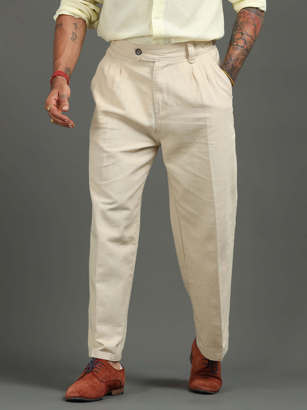 Huntington Relaxed Trouser in Beige
