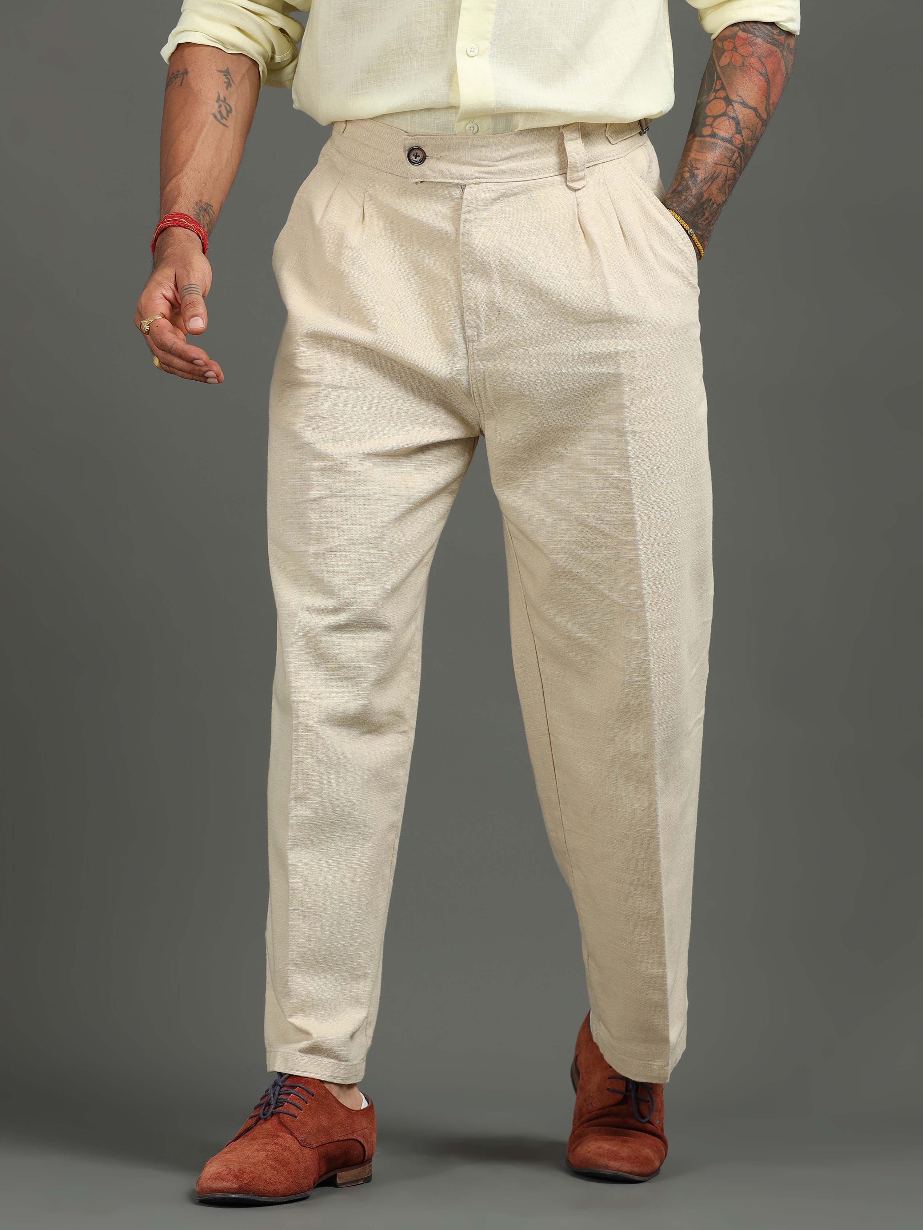 Huntington Relaxed Trouser in Beige