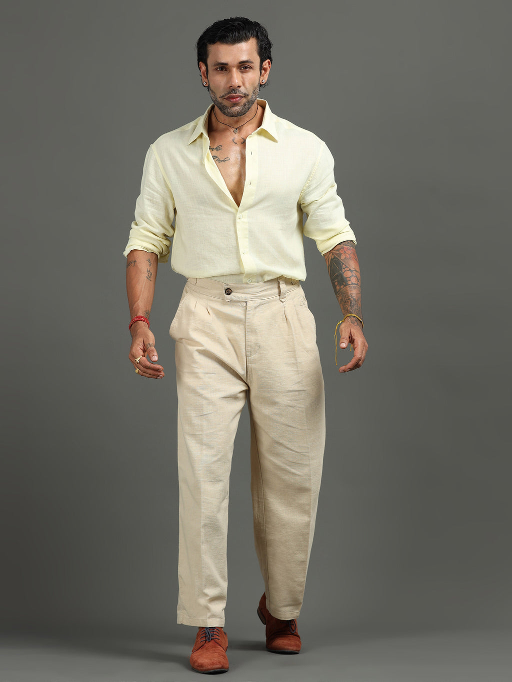Huntington Relaxed Trouser in Beige