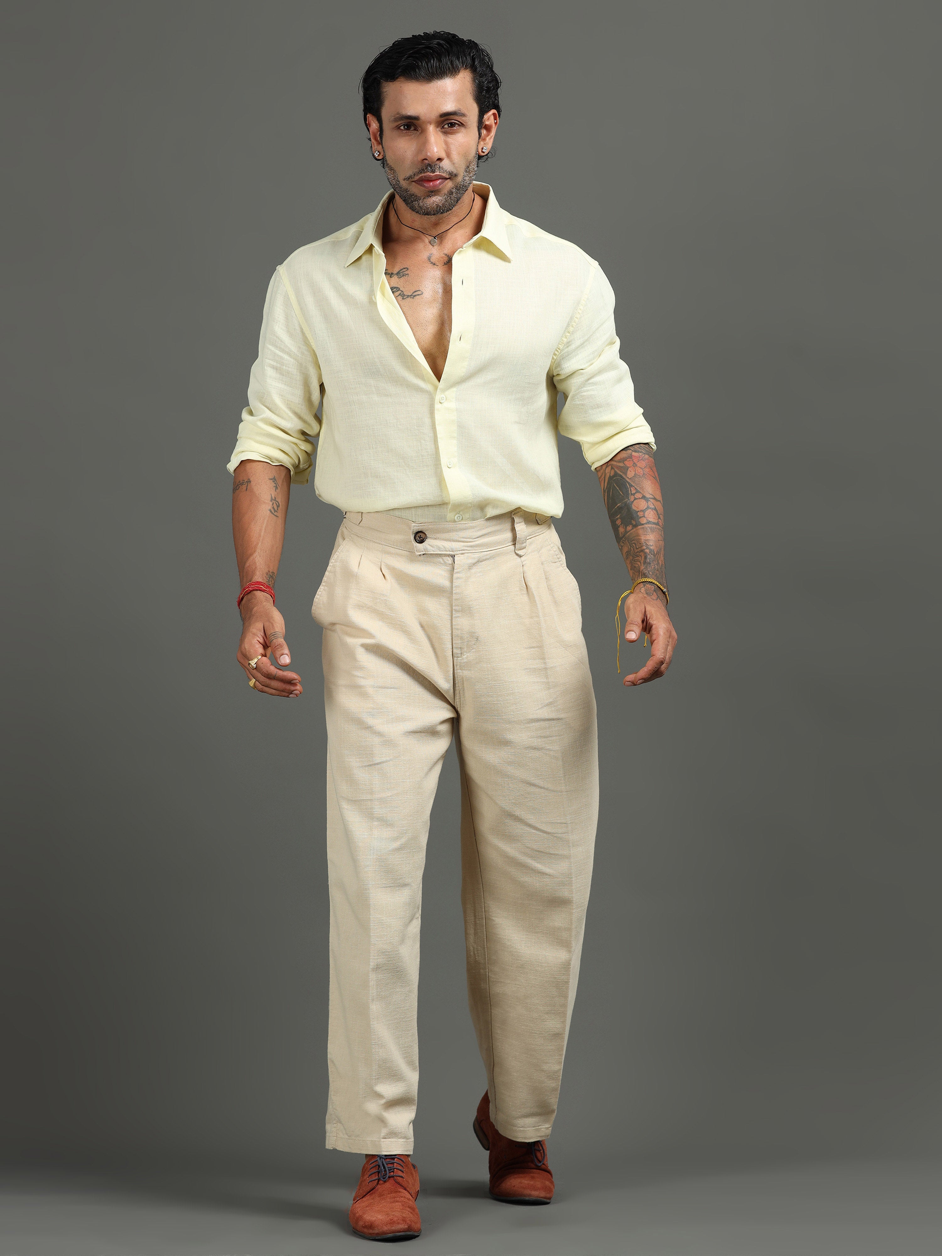Huntington Relaxed Trouser in Beige
