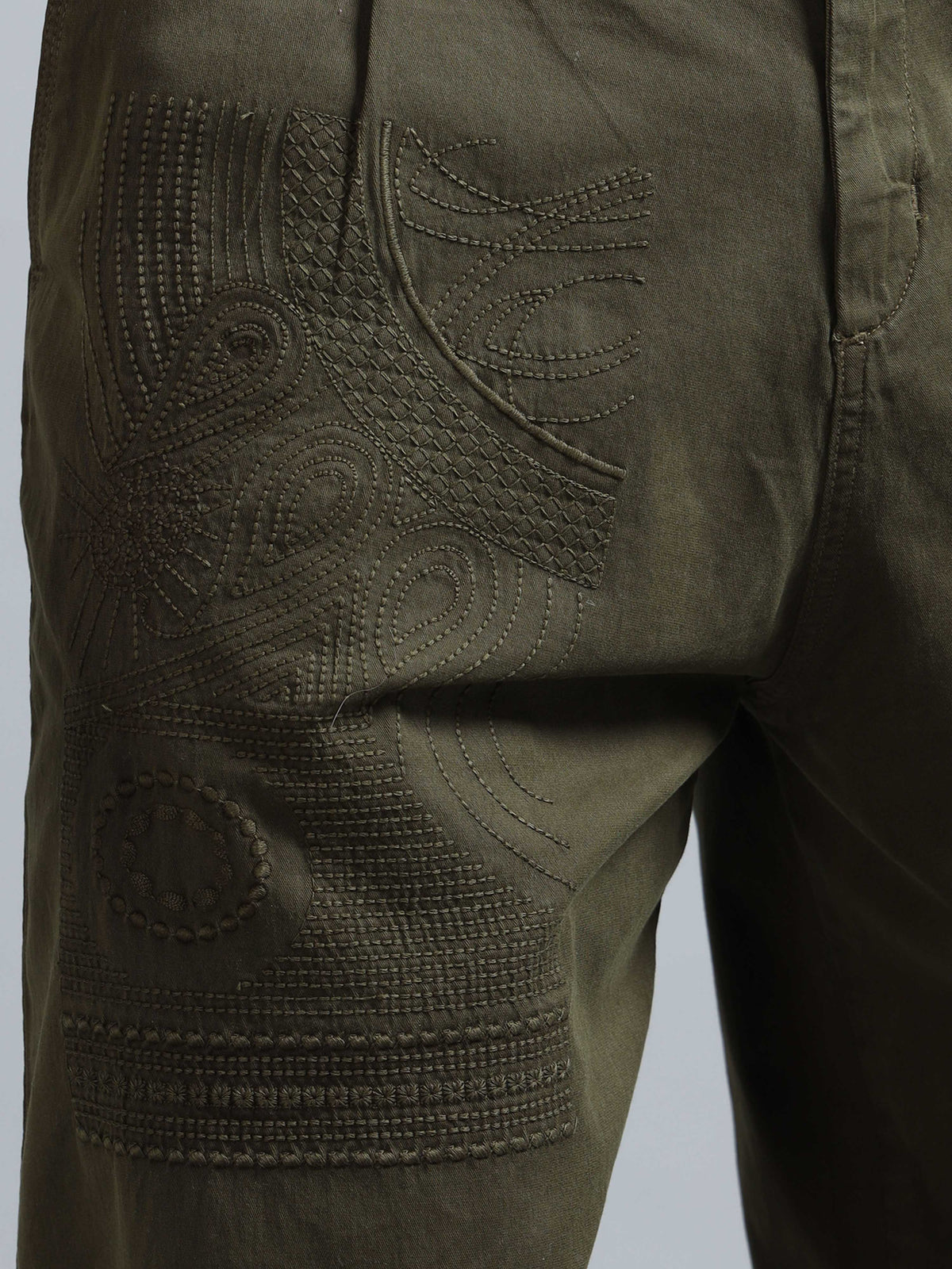 Battalion Embroidered Trouser In Olive