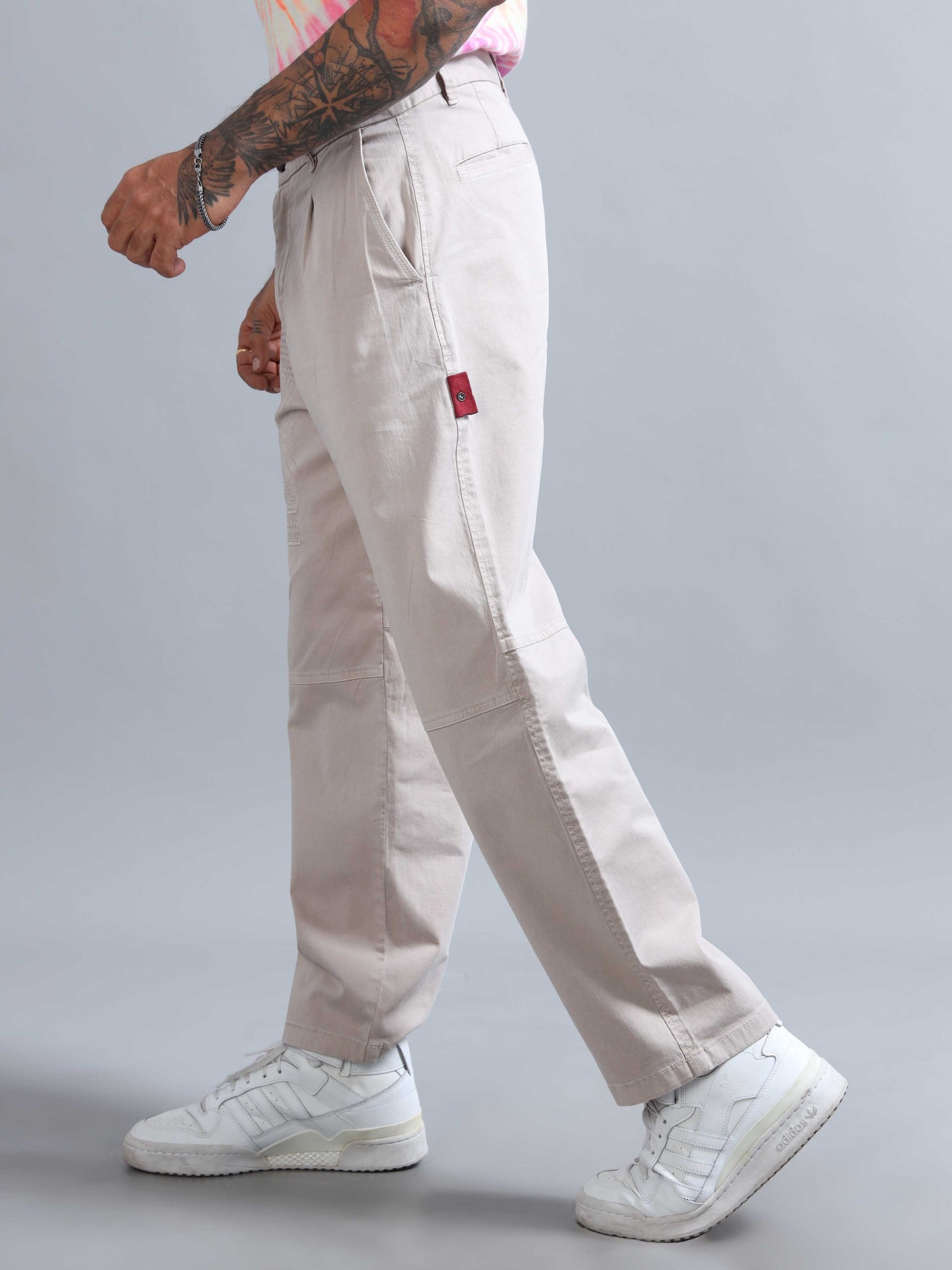 Battalion Embroidered Trouser In Cream