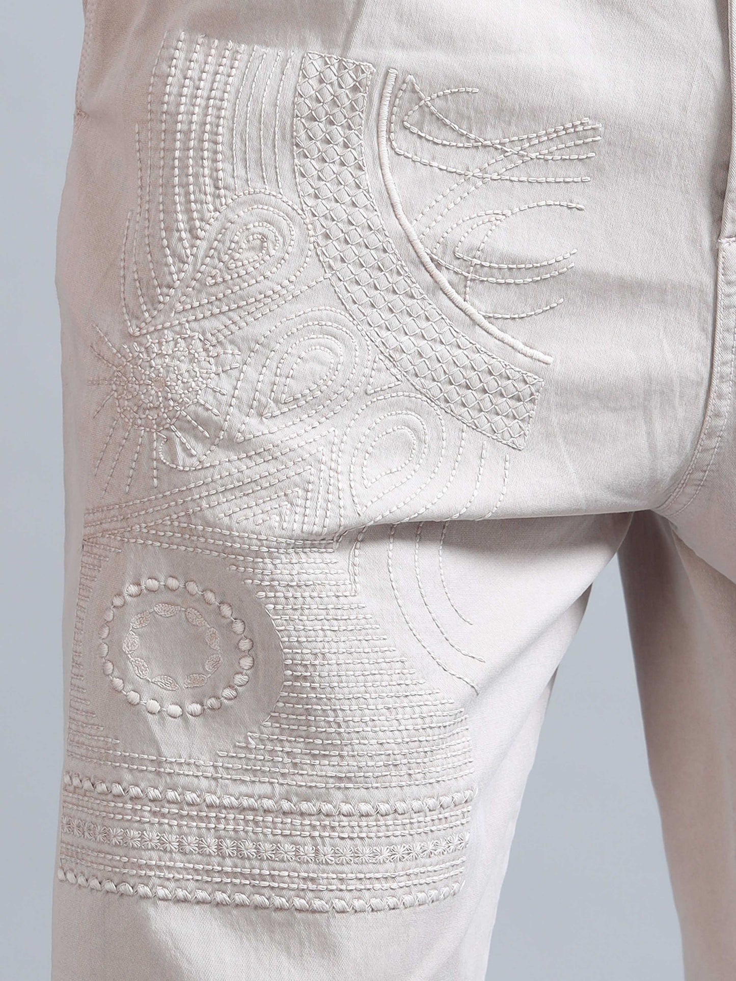 Battalion Embroidered Trouser In Cream