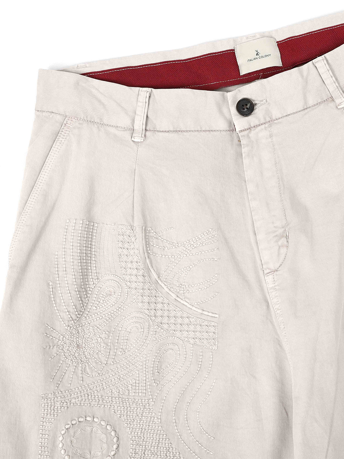 Battalion Embroidered Trouser In Cream