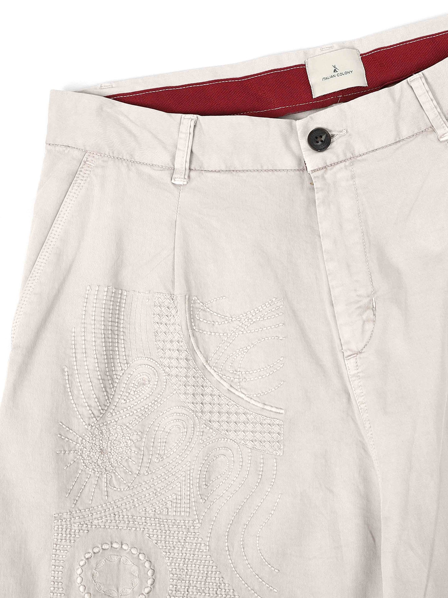 Battalion Embroidered Trouser In Cream