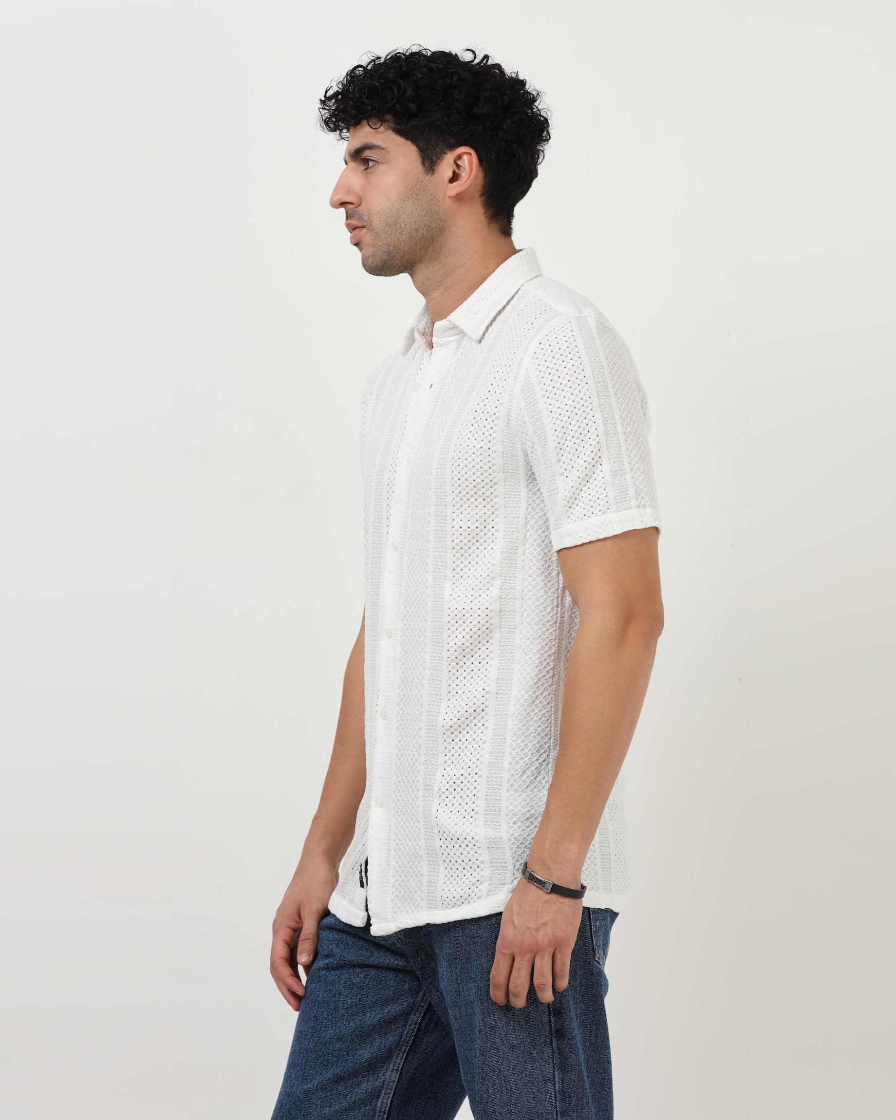 AETHER White Mesh Knit shirt