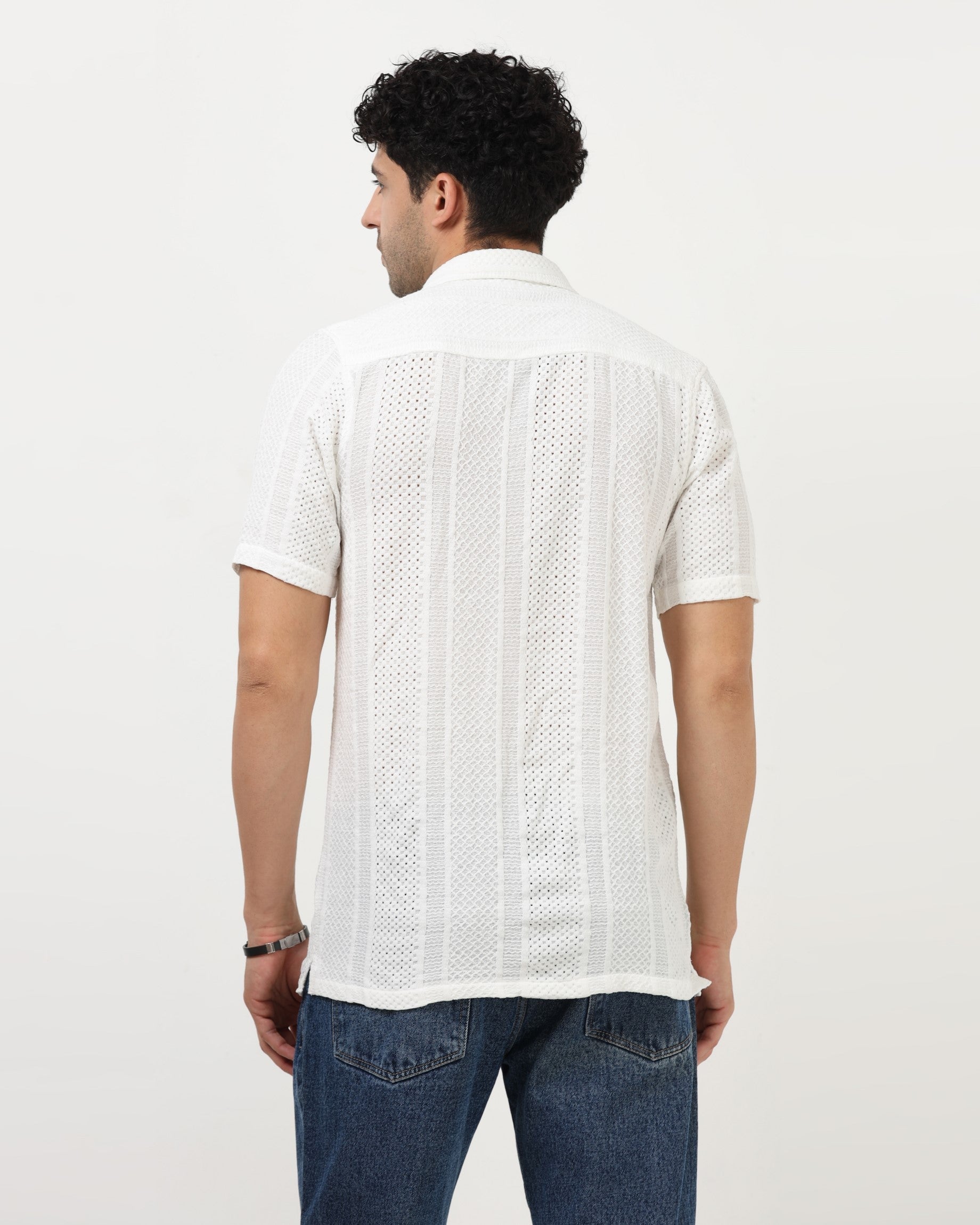 AETHER White Mesh Knit shirt