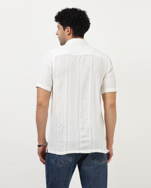AETHER White Mesh Knit shirt
