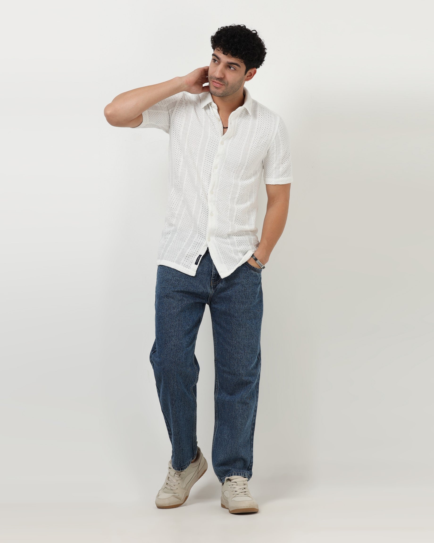 AETHER White Mesh Knit shirt
