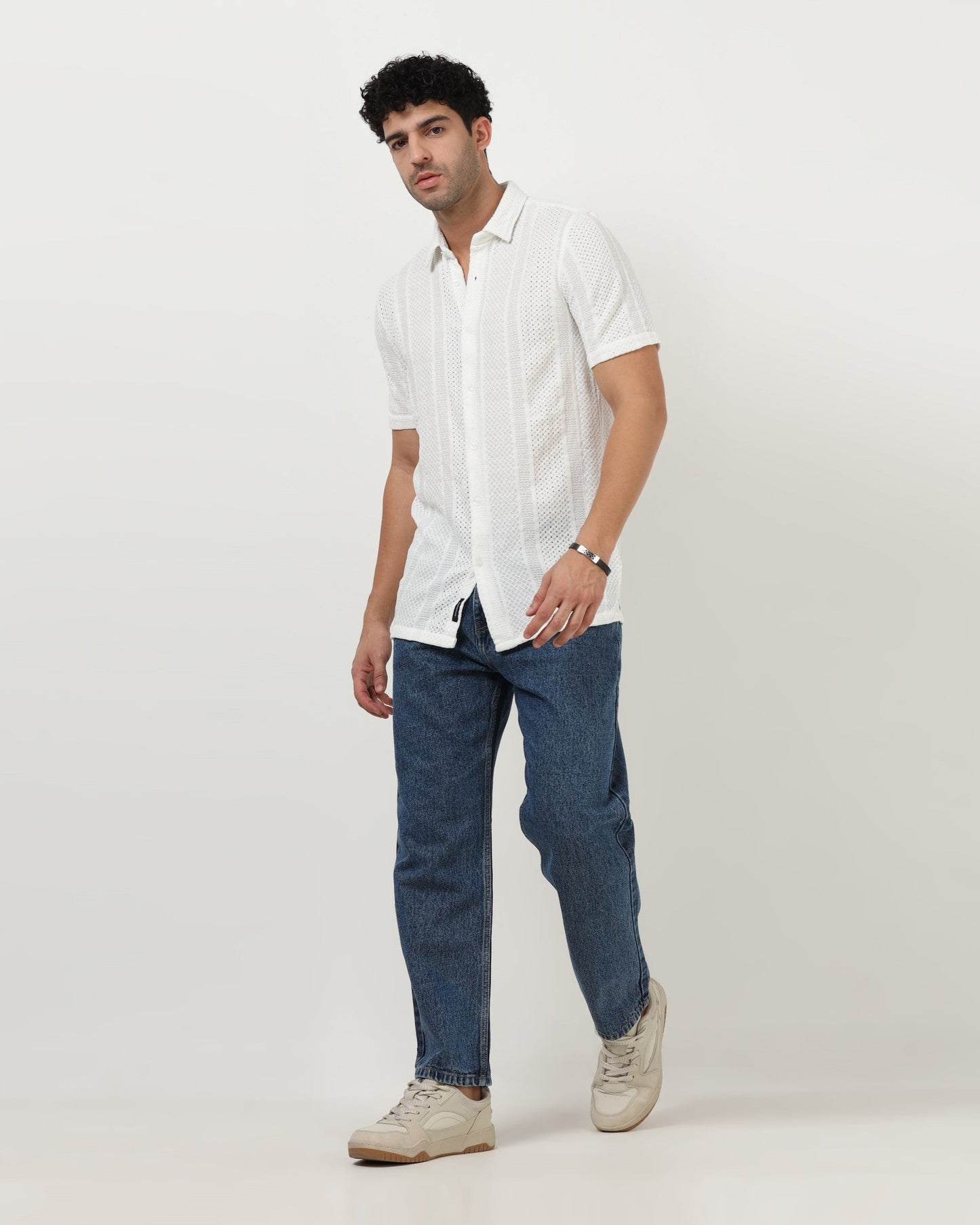AETHER White Mesh Knit shirt