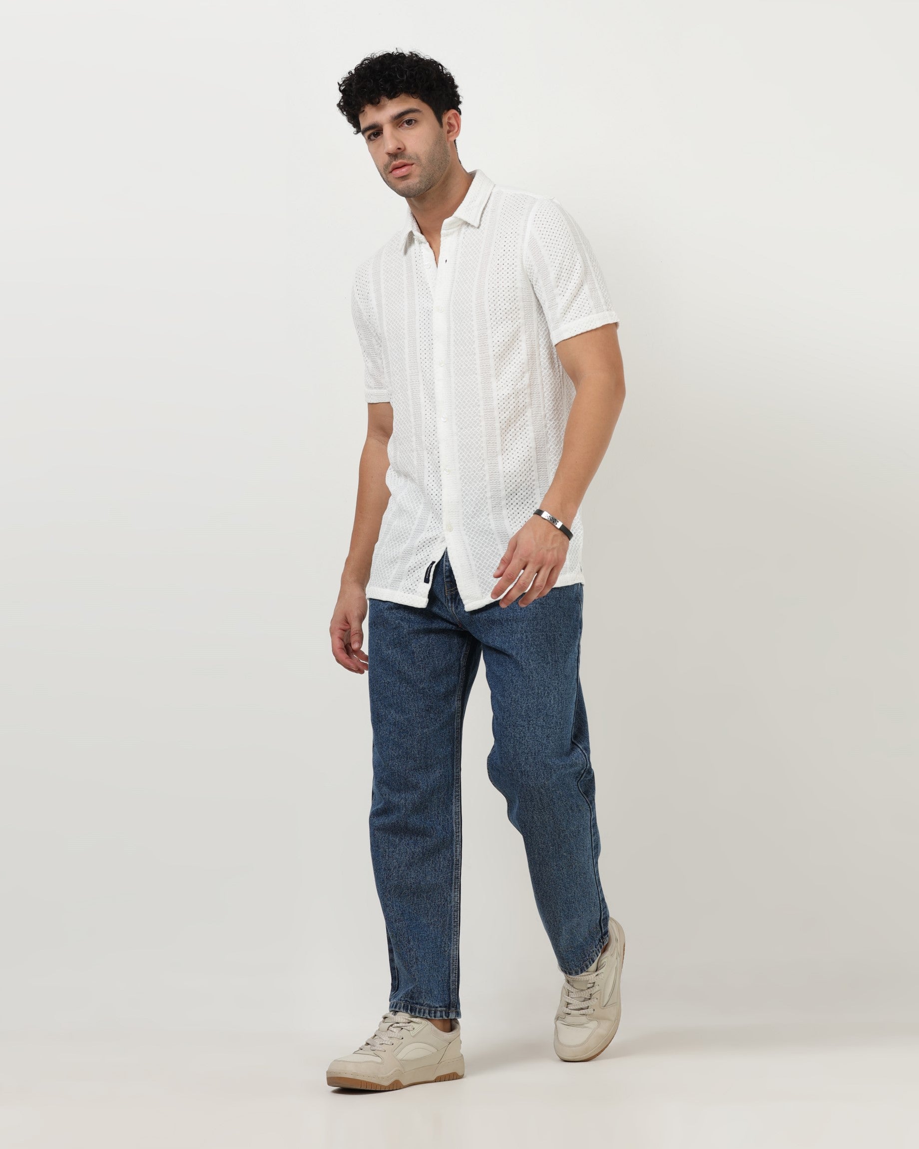 AETHER White Mesh Knit shirt