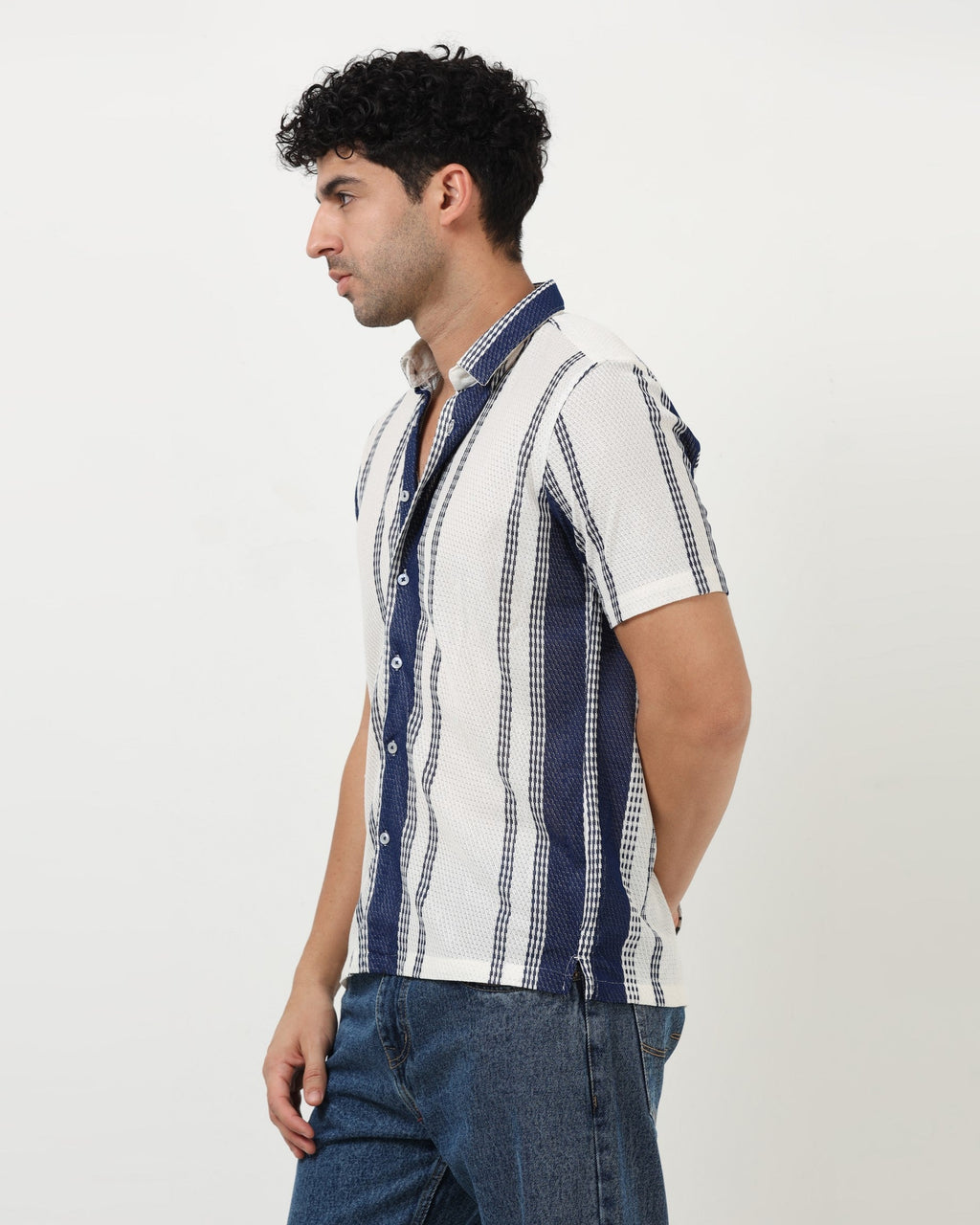 VOLT Blue Textured Knit Shirt